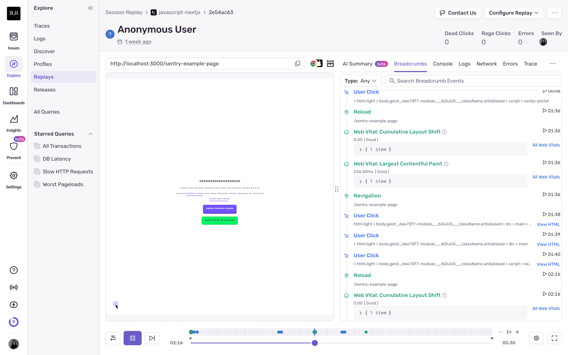 Sentry Web Developer Tools interface screenshot 1