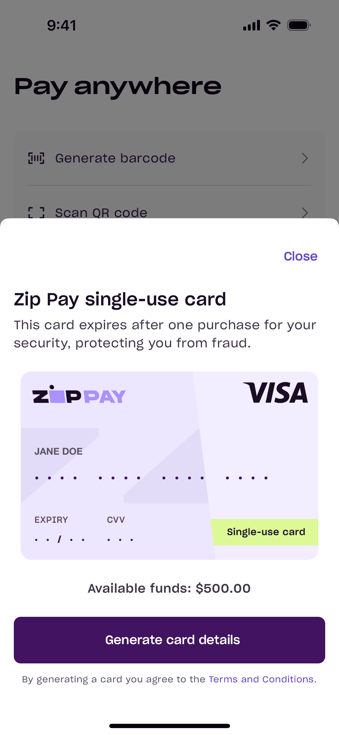 Zip iOS Finance interface screenshot 24