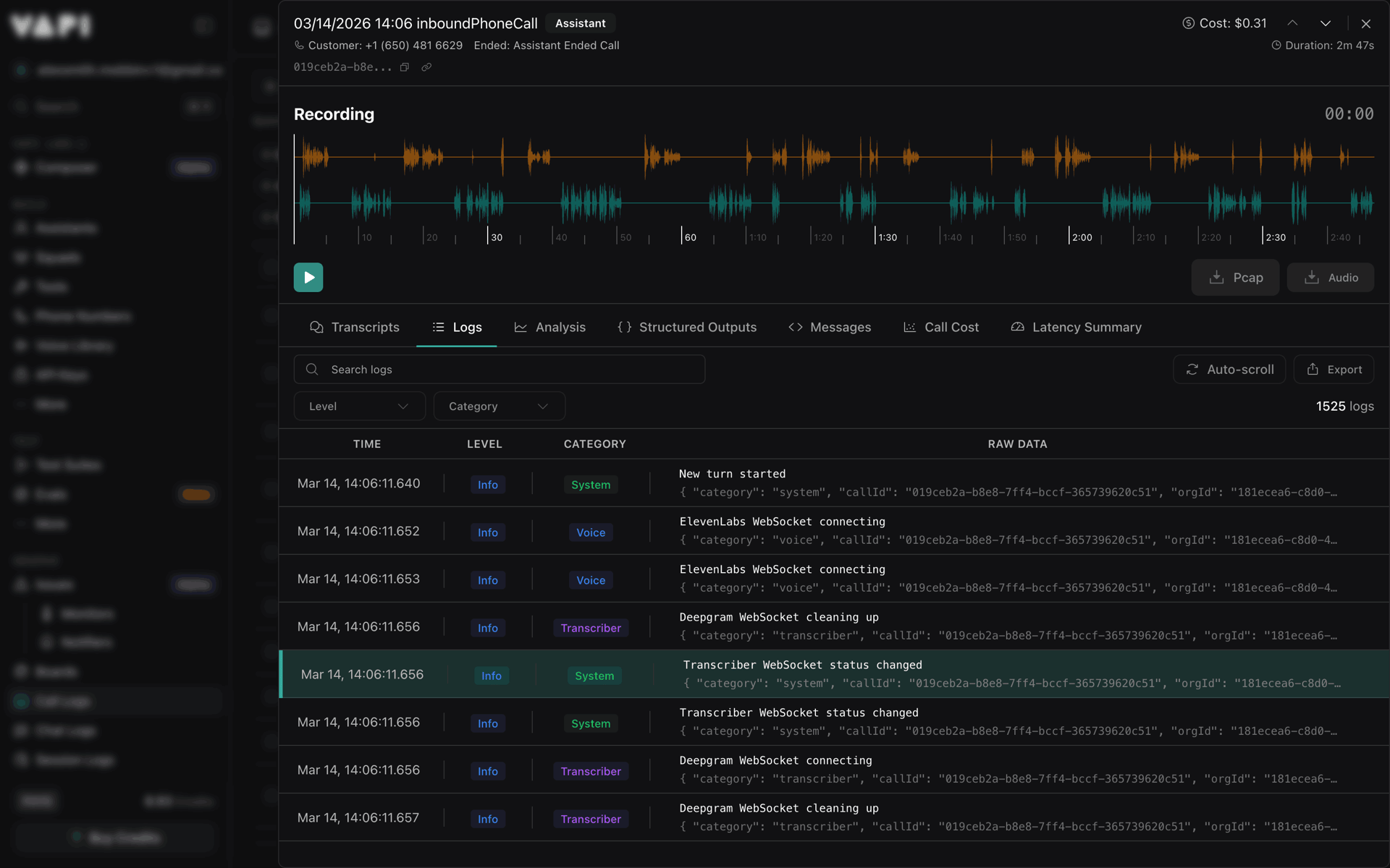 Vapi Web AI interface screenshot 2