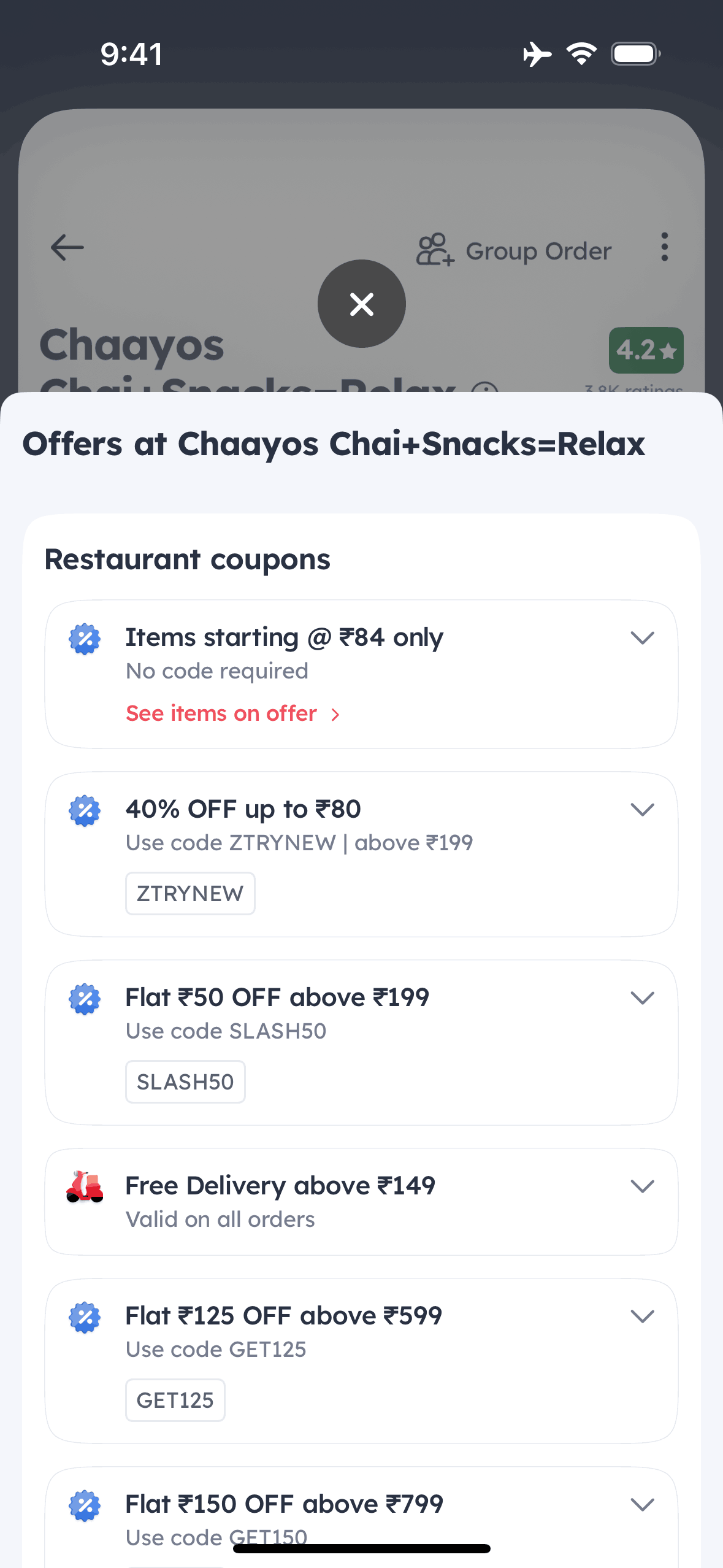 Zomato iOS Food & Drink interface screenshot 14