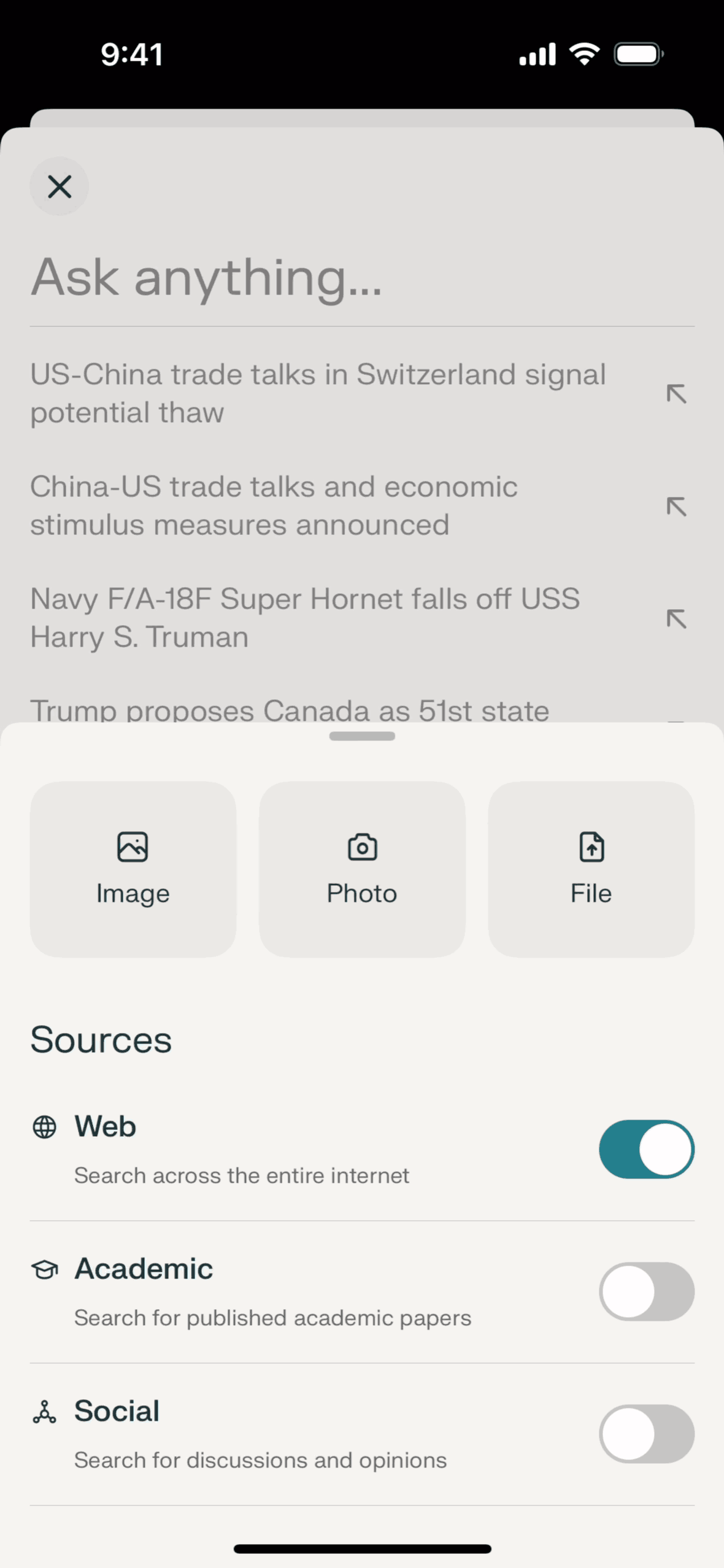 Perplexity iOS AI interface screenshot 13