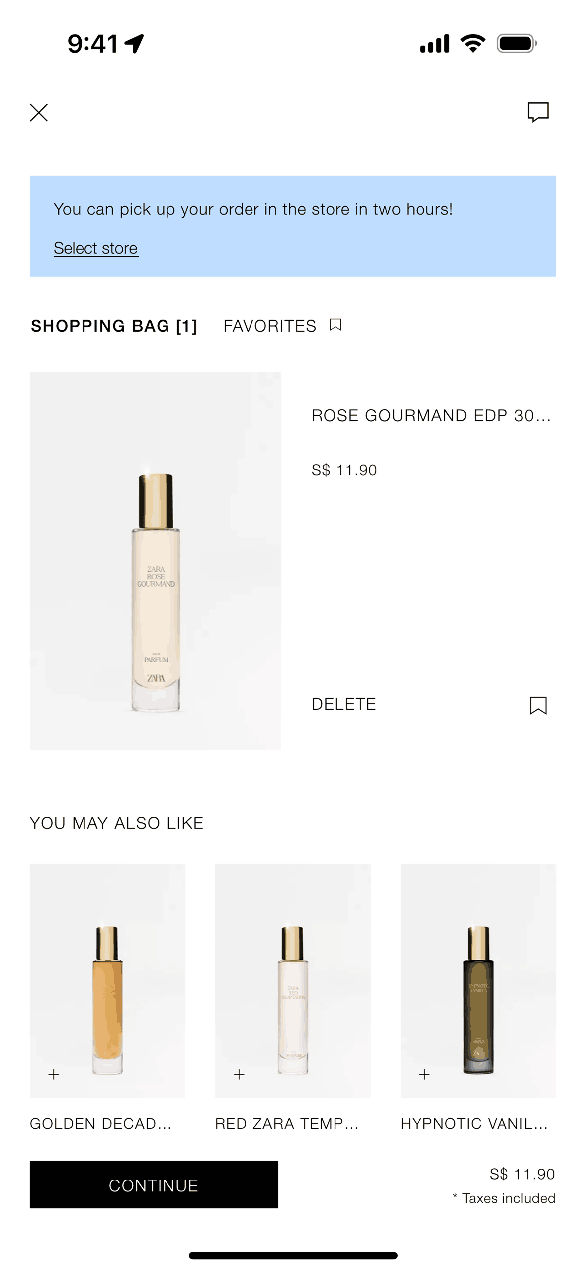 Cart on ZARA (ios) screen 2