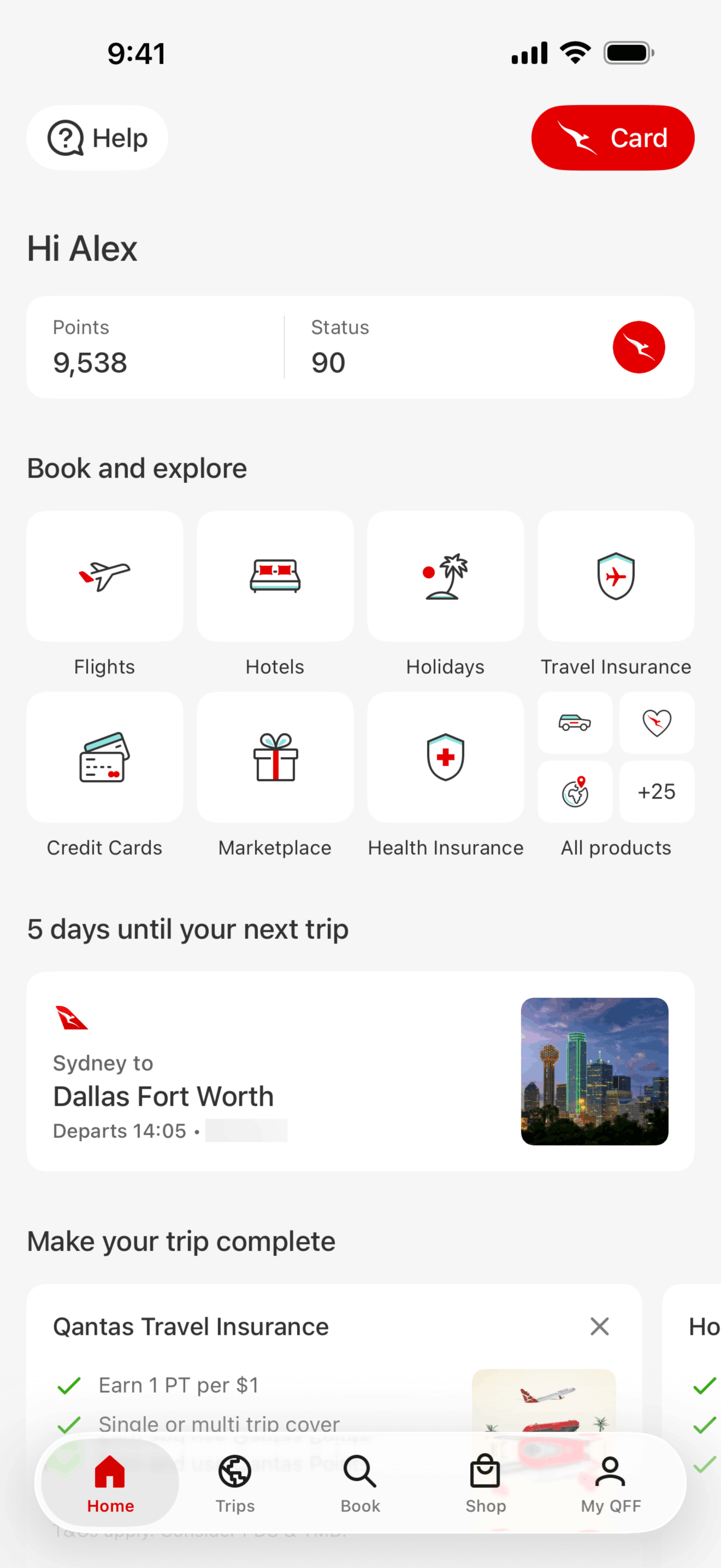Qantas Airways iOS Travel & Transportation interface screenshot 1