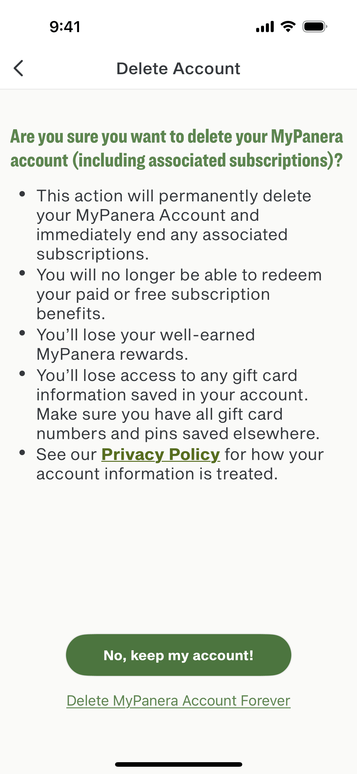 Panera Bread iOS Food & Drink interface screenshot 16
