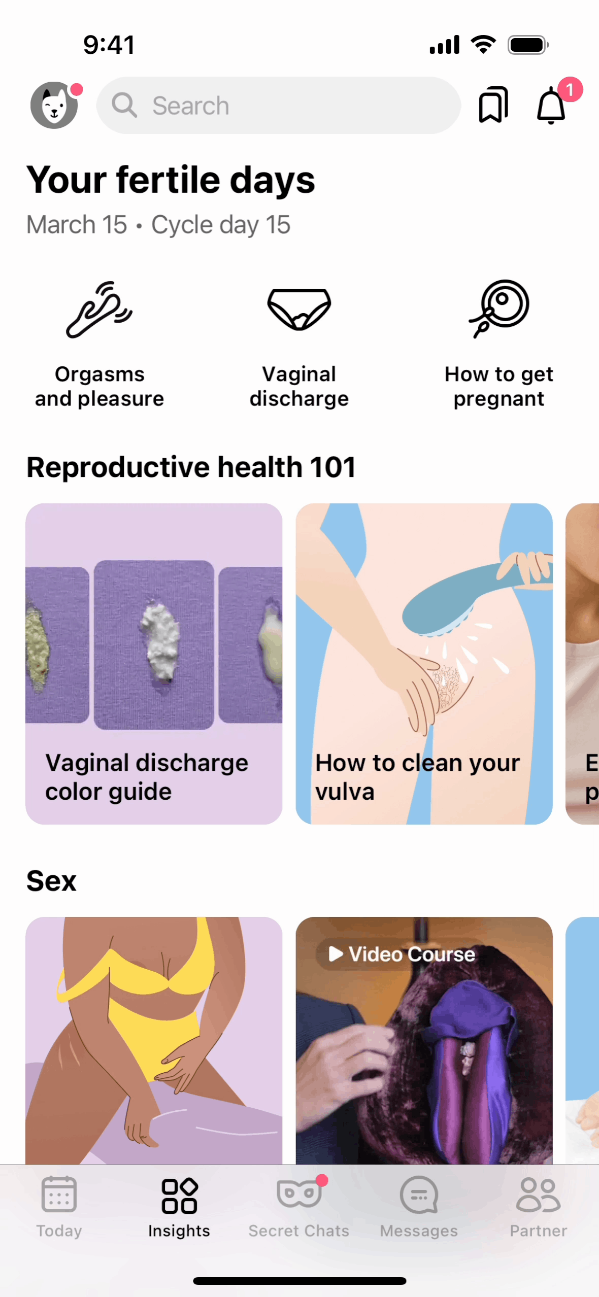 Flo iOS Health & Fitness interface screenshot 2