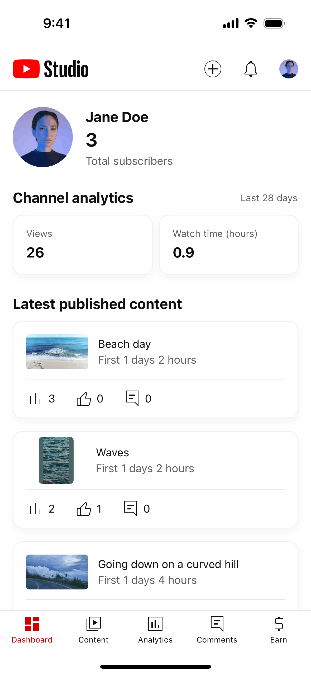 YouTube Studio iOS Photo & Video interface screenshot 1