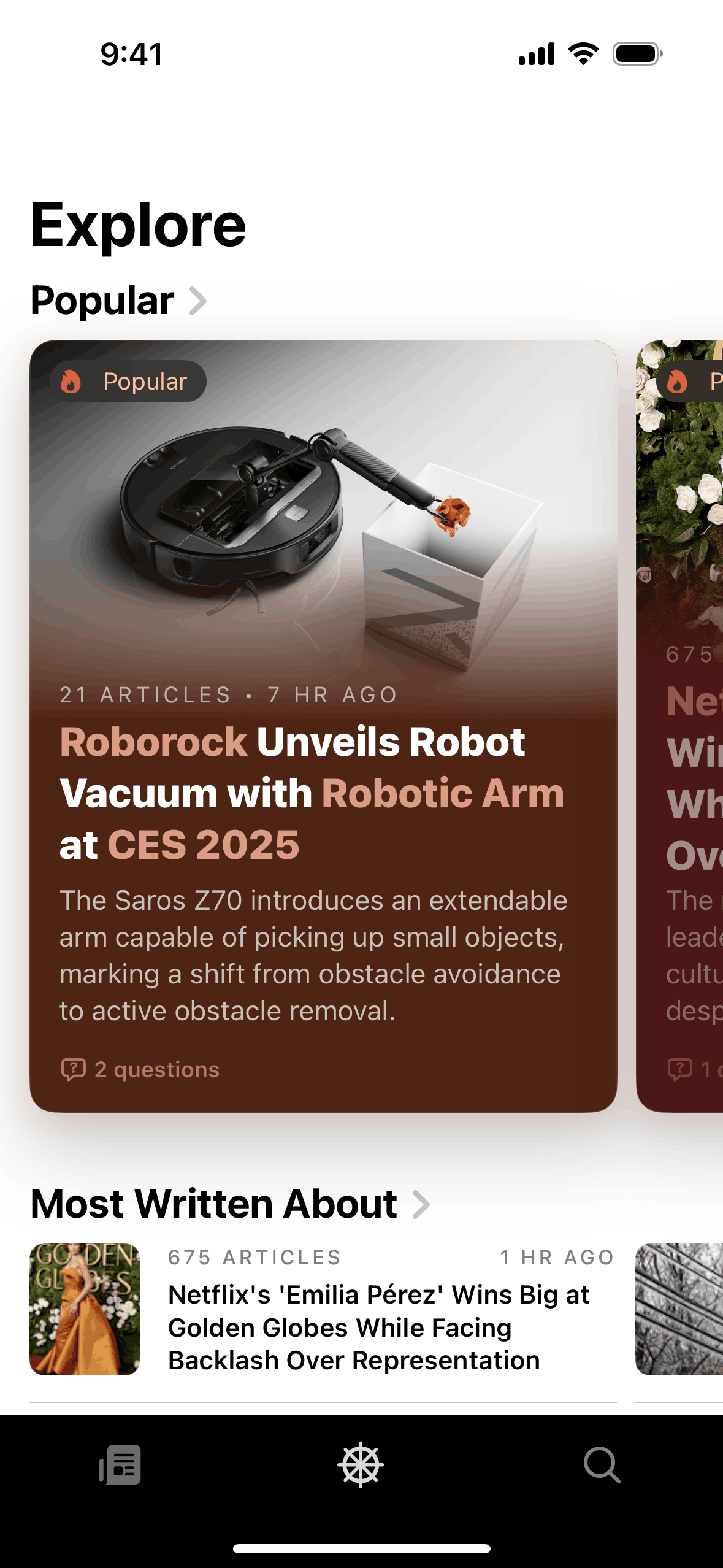 Particle News iOS AI interface screenshot 10