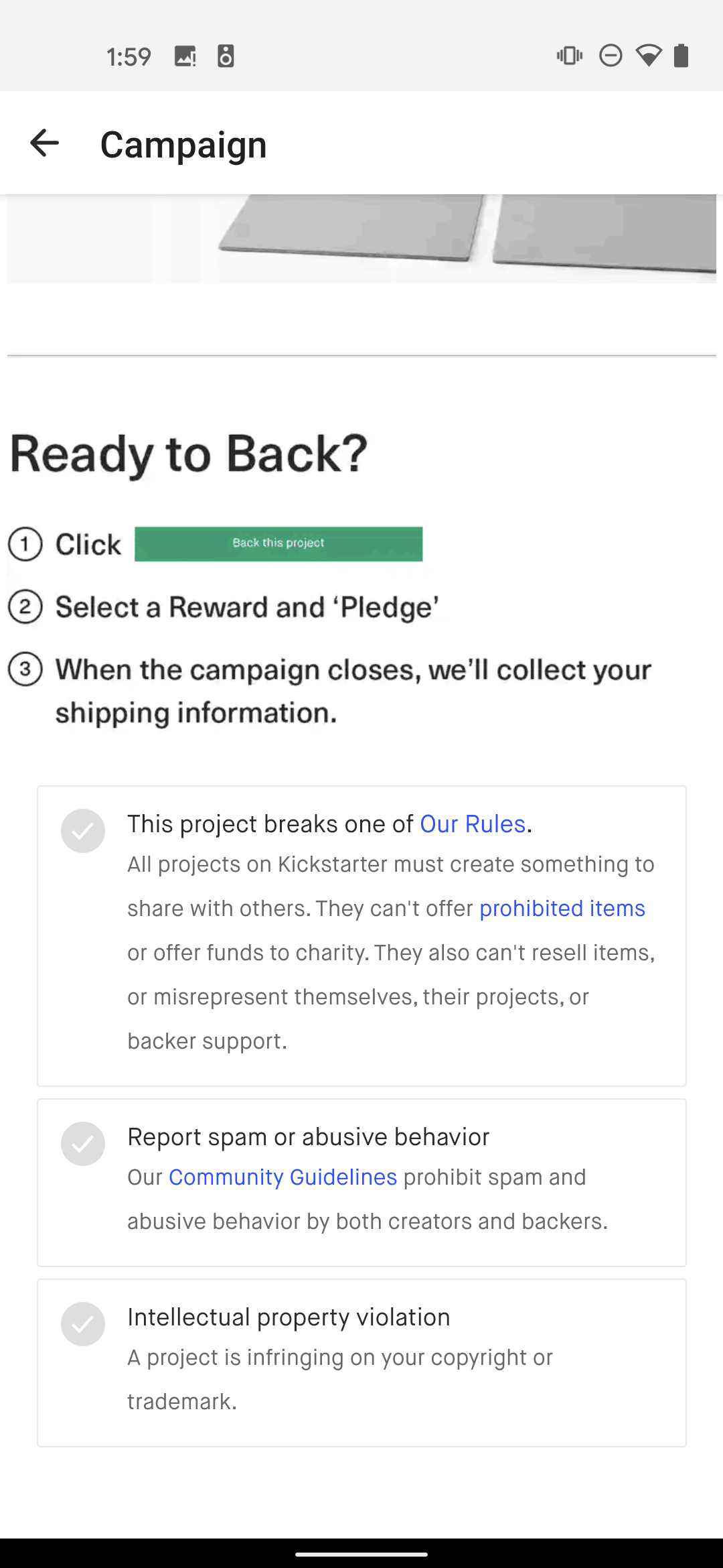 Kickstarter Android Social Networking interface screenshot 14