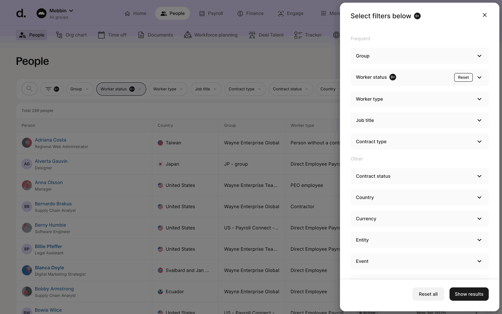 Deel Web Business interface screenshot 17