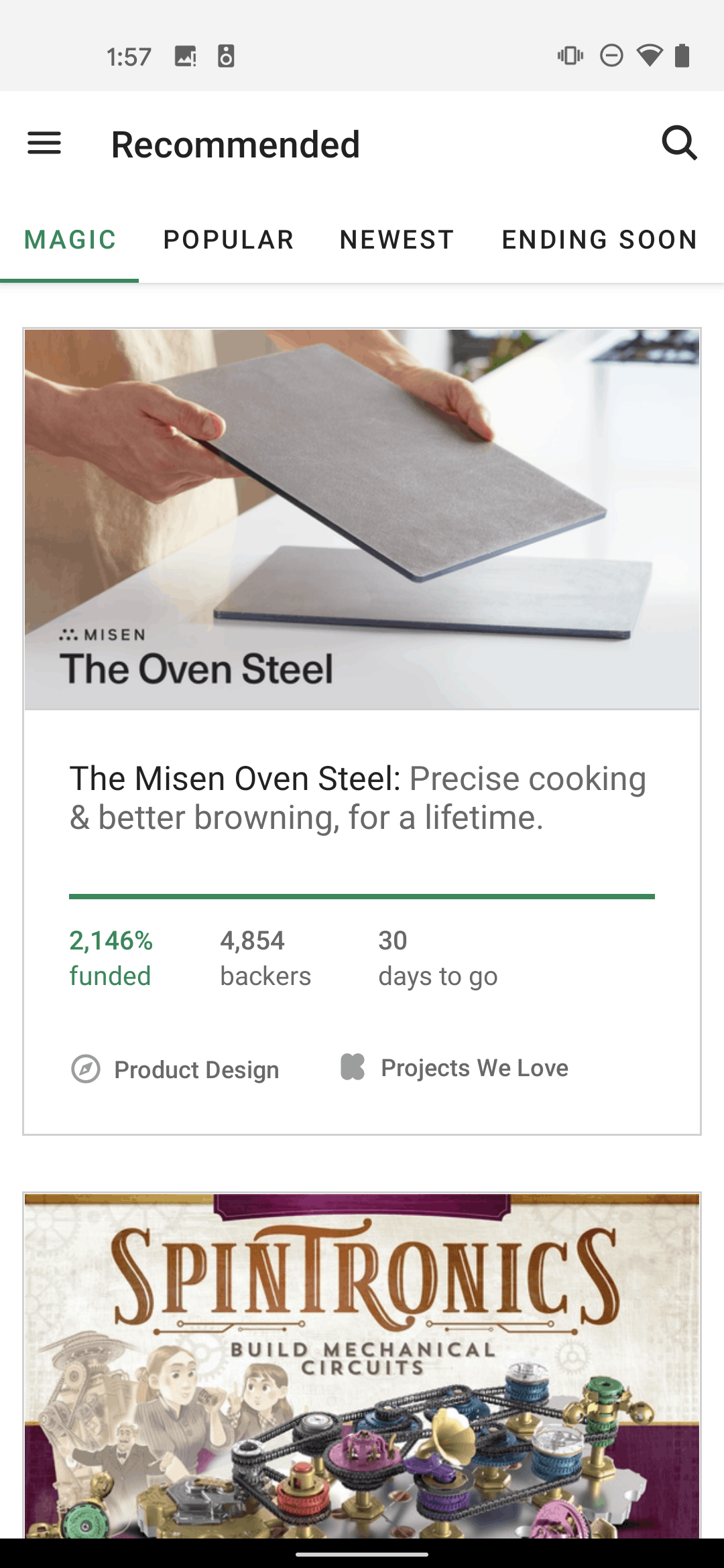 Kickstarter Android Social Networking interface screenshot 5