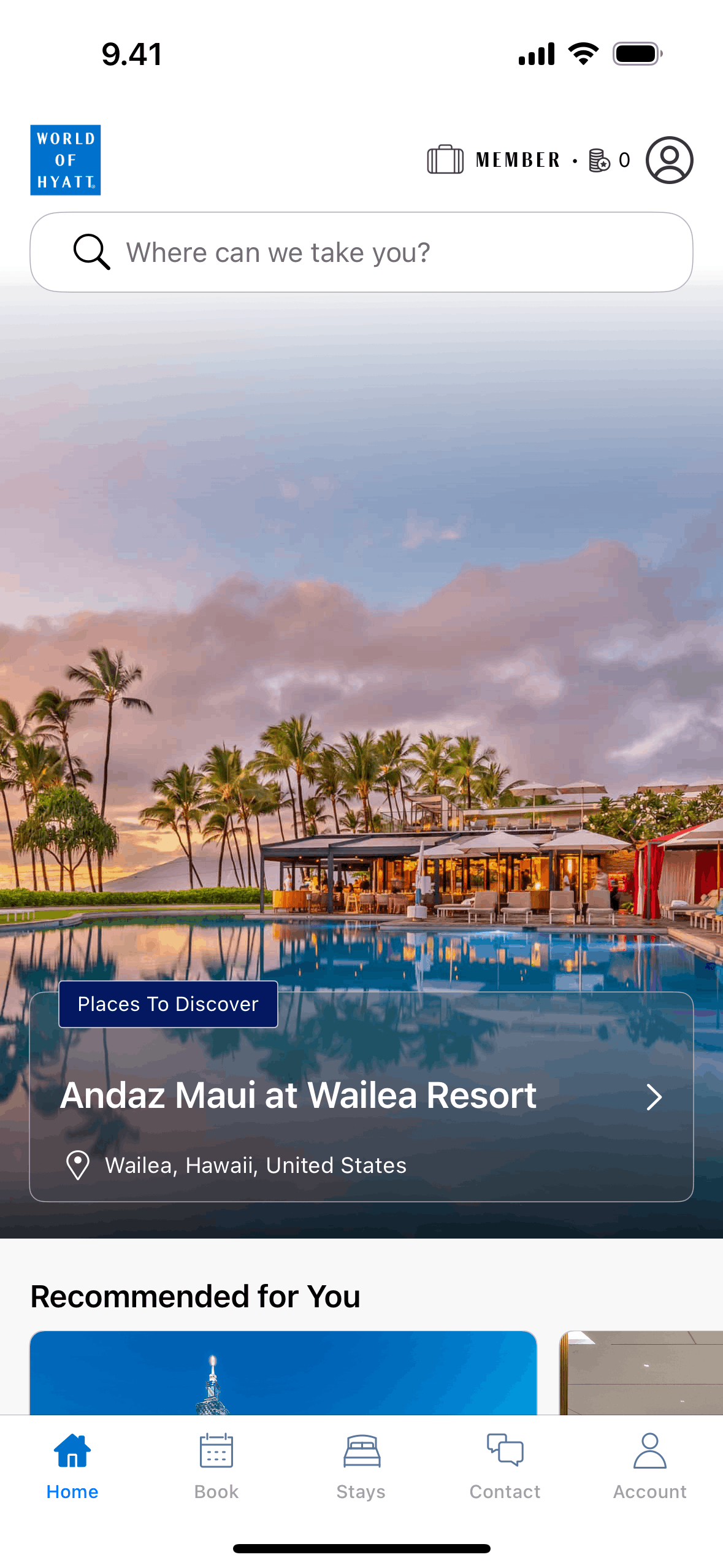 World of Hyatt iOS Travel & Transportation interface screenshot 2