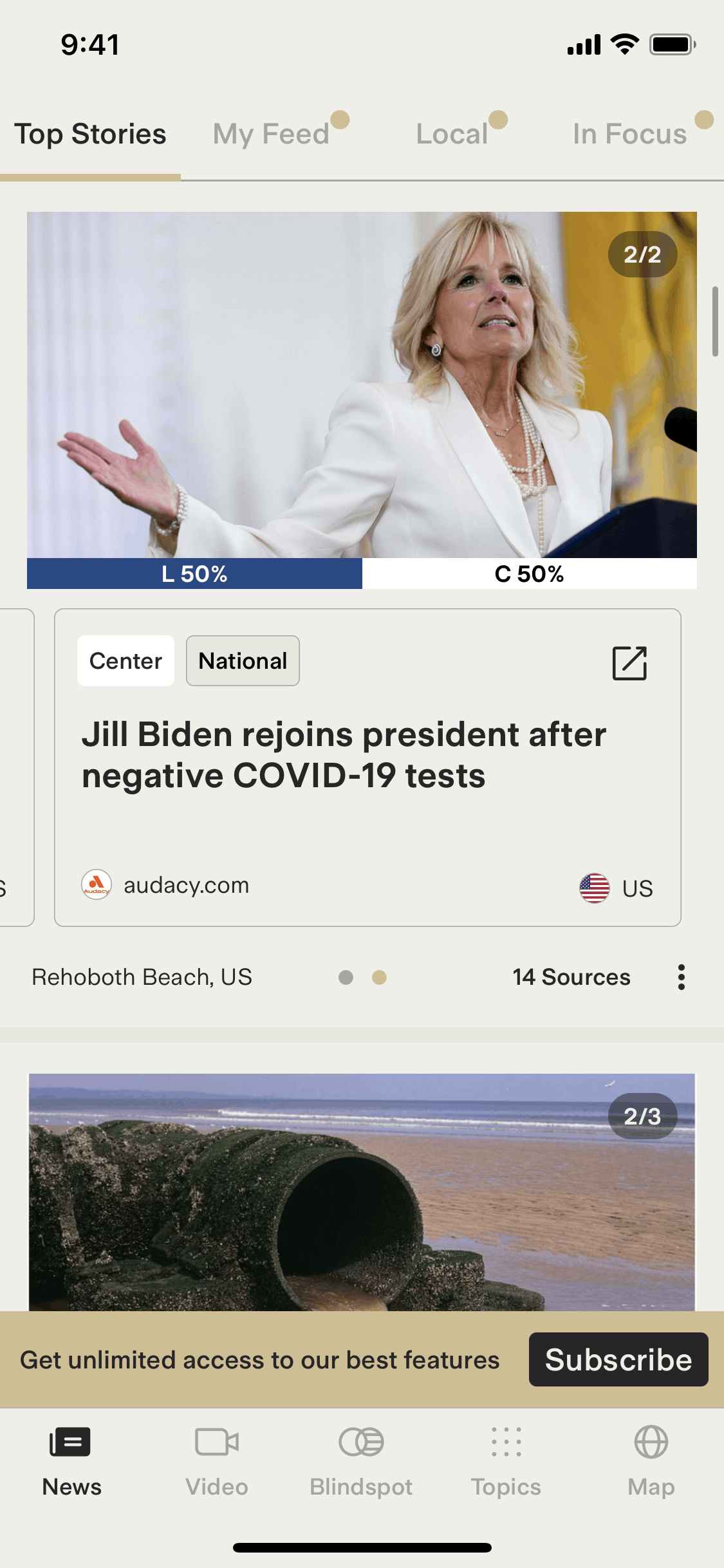Ground News iOS News interface screenshot 1