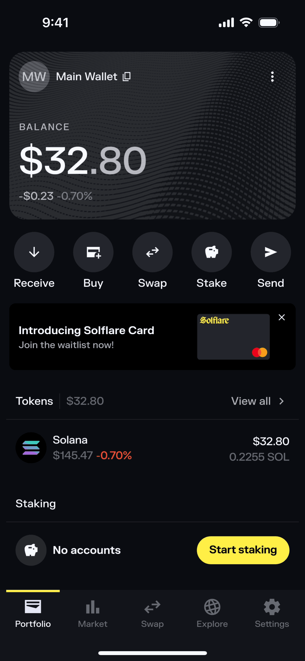Solflare iOS Crypto & Web3 interface screenshot 2