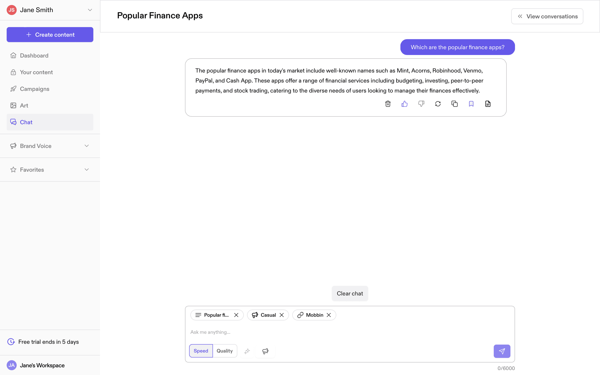 Jasper Web AI interface screenshot 16