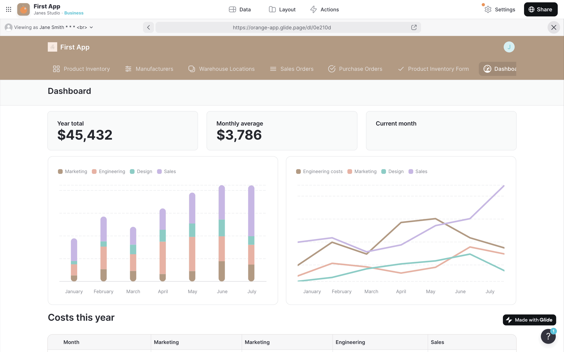 Glide Web Business interface screenshot 3