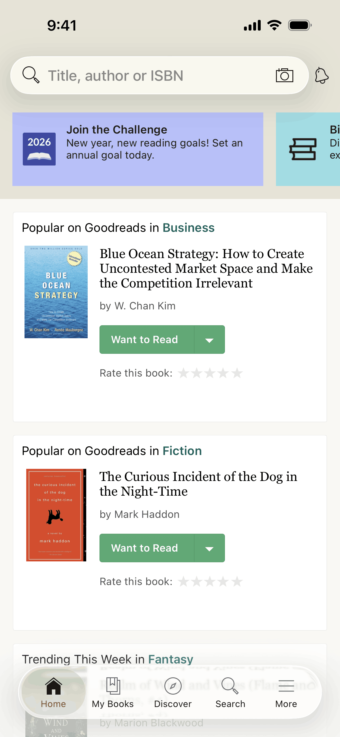 Goodreads iOS Education interface screenshot 2