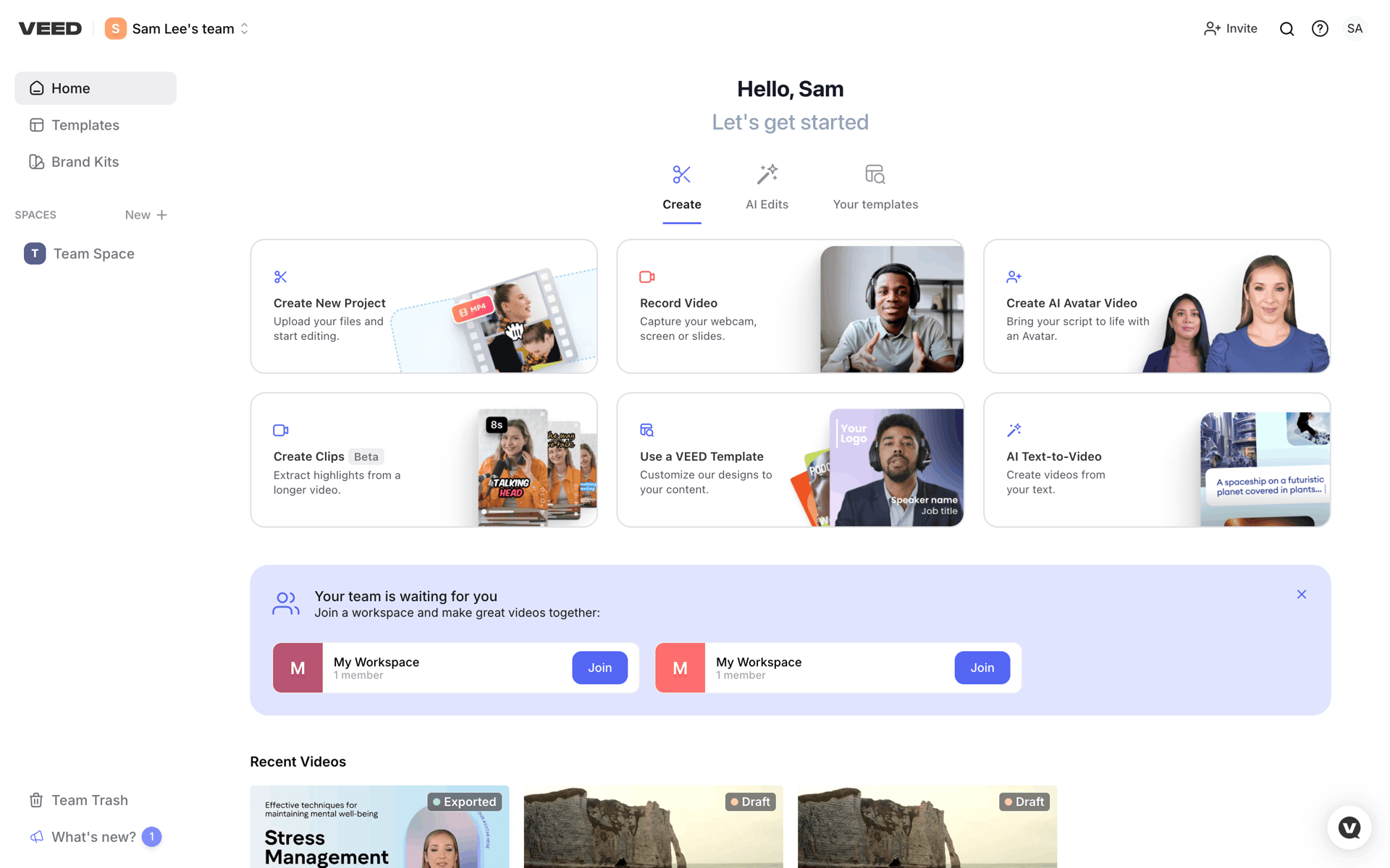 VEED Web AI interface screenshot 2