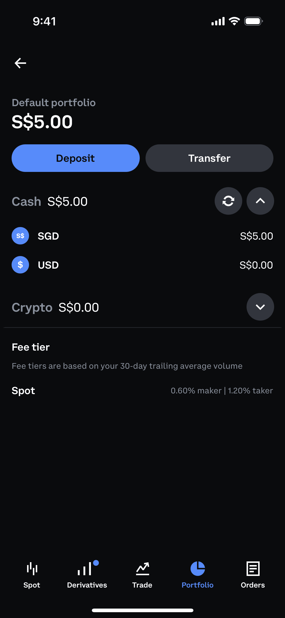 Coinbase iOS UI design screenshot