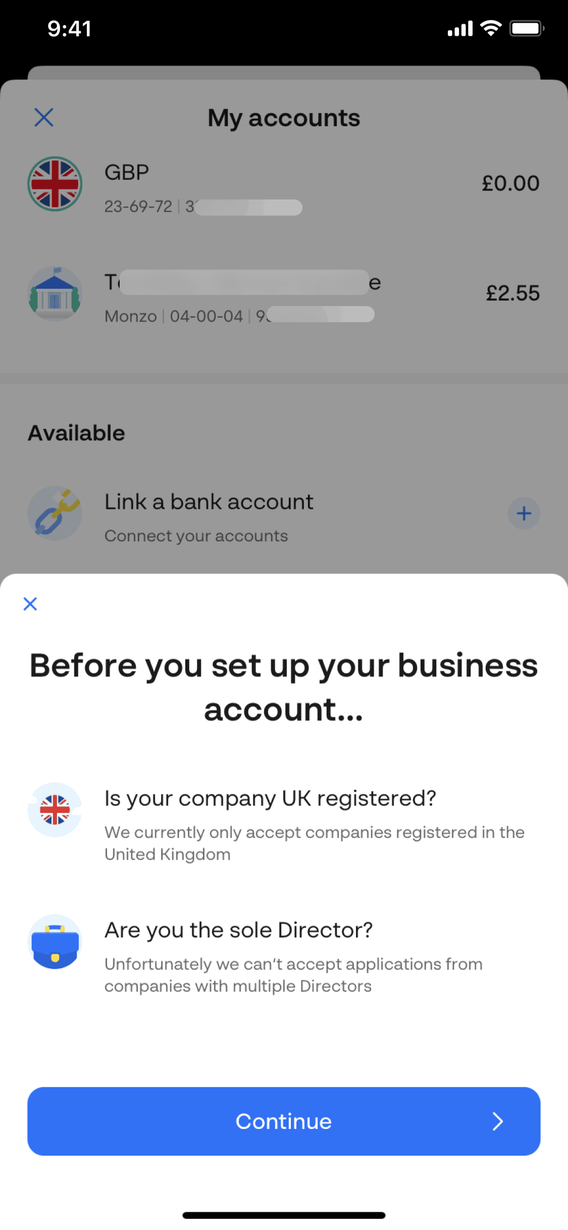 Monese iOS Finance interface screenshot 5