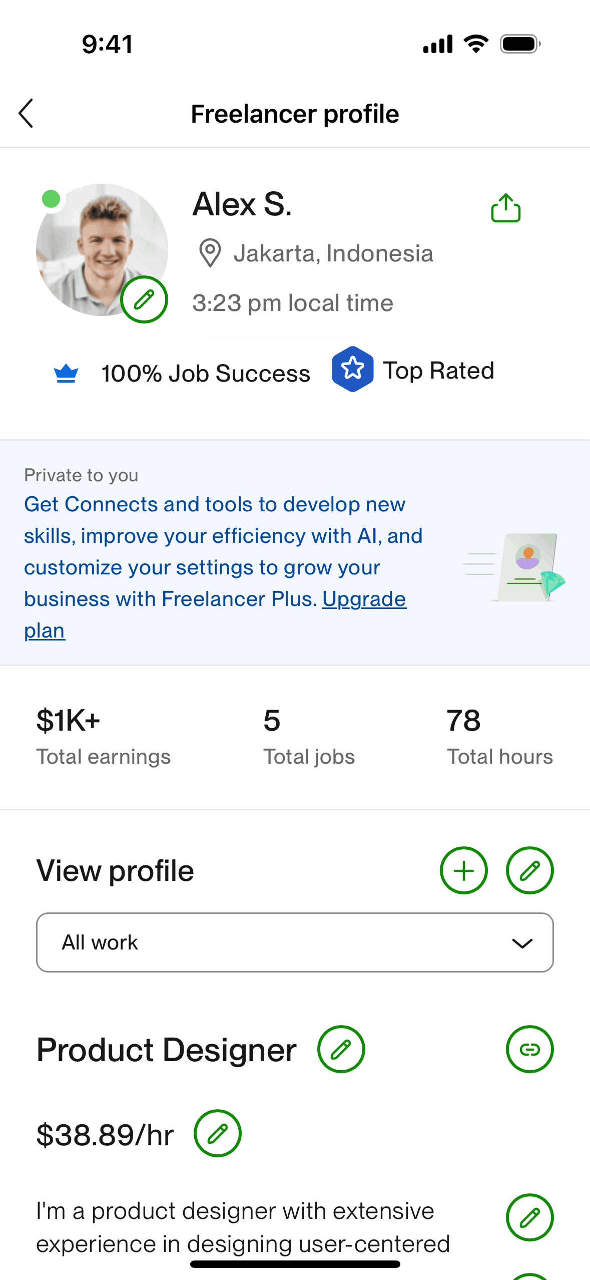 Upwork iOS Business interface screenshot 2