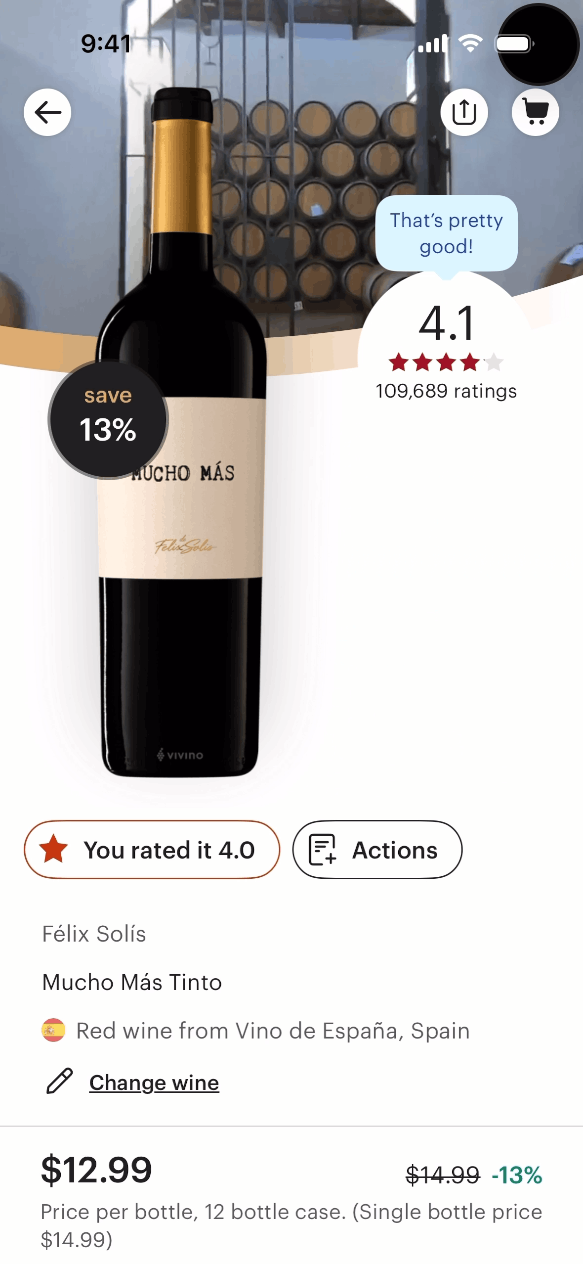 Vivino iOS Shopping interface screenshot 1