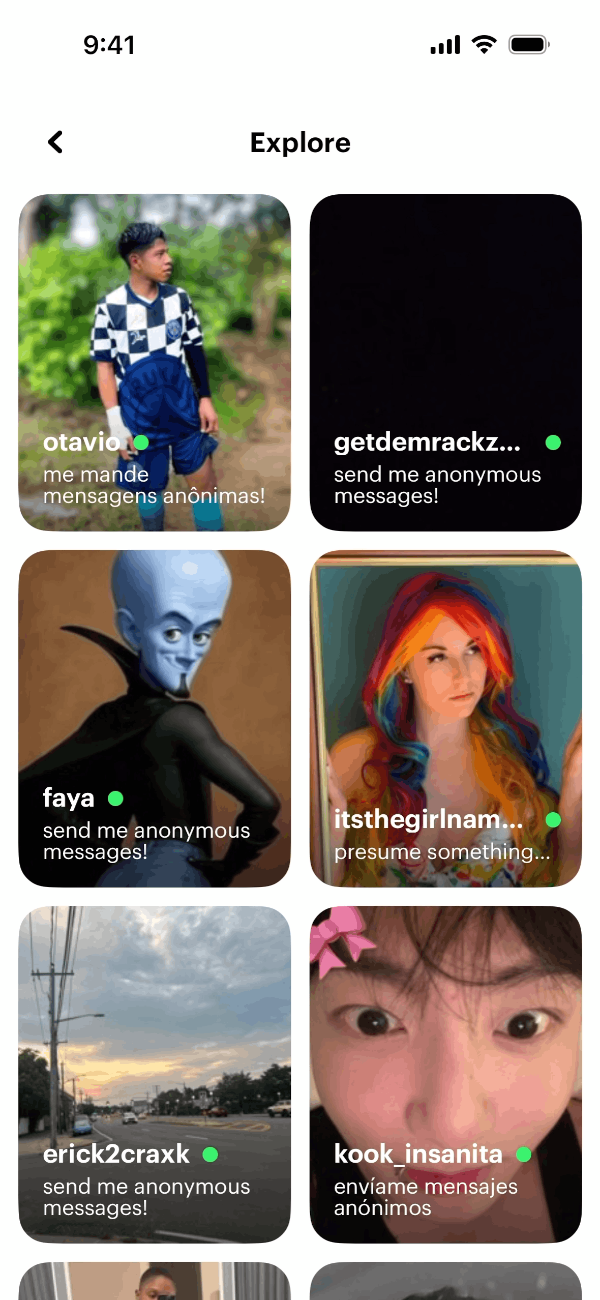 NGL iOS Lifestyle interface screenshot 1