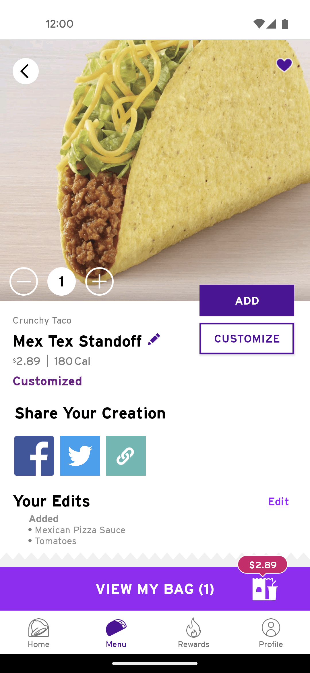 Taco Bell Android Food & Drink interface screenshot 5