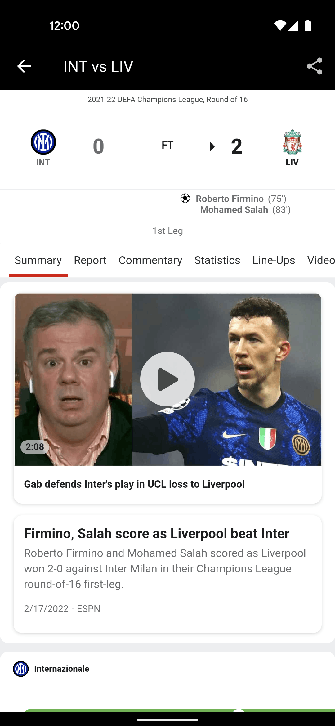 ESPN Android Sports interface screenshot 4