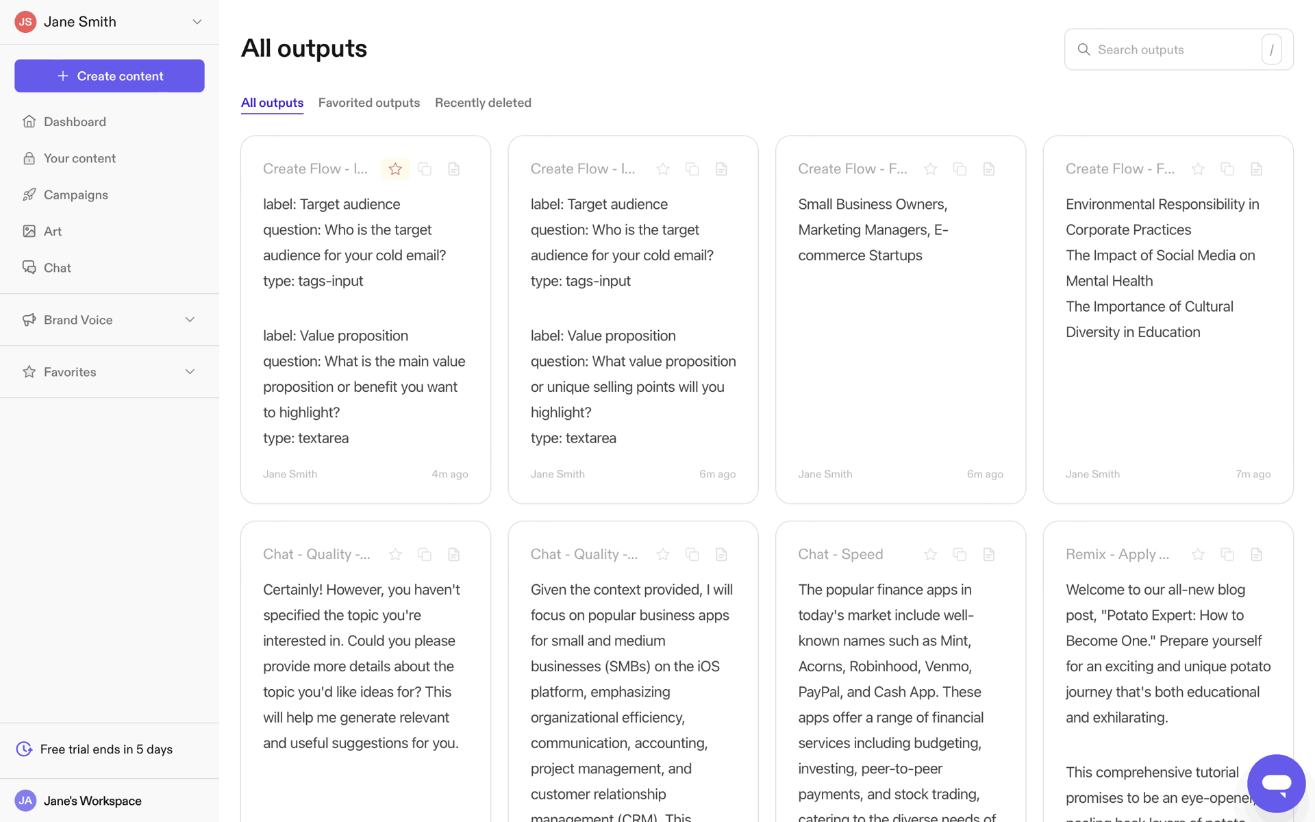 Jasper Web AI interface screenshot 13