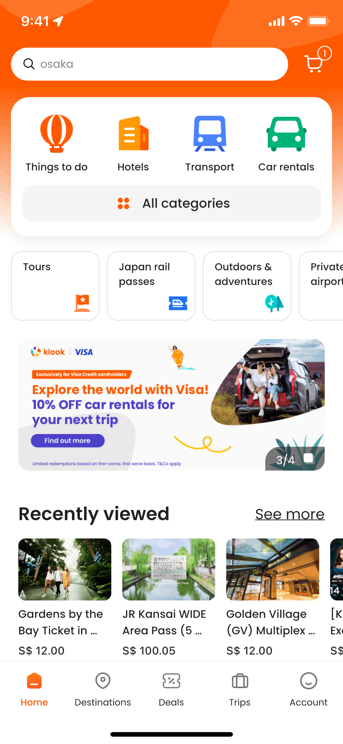 Klook iOS Travel & Transportation interface screenshot 2
