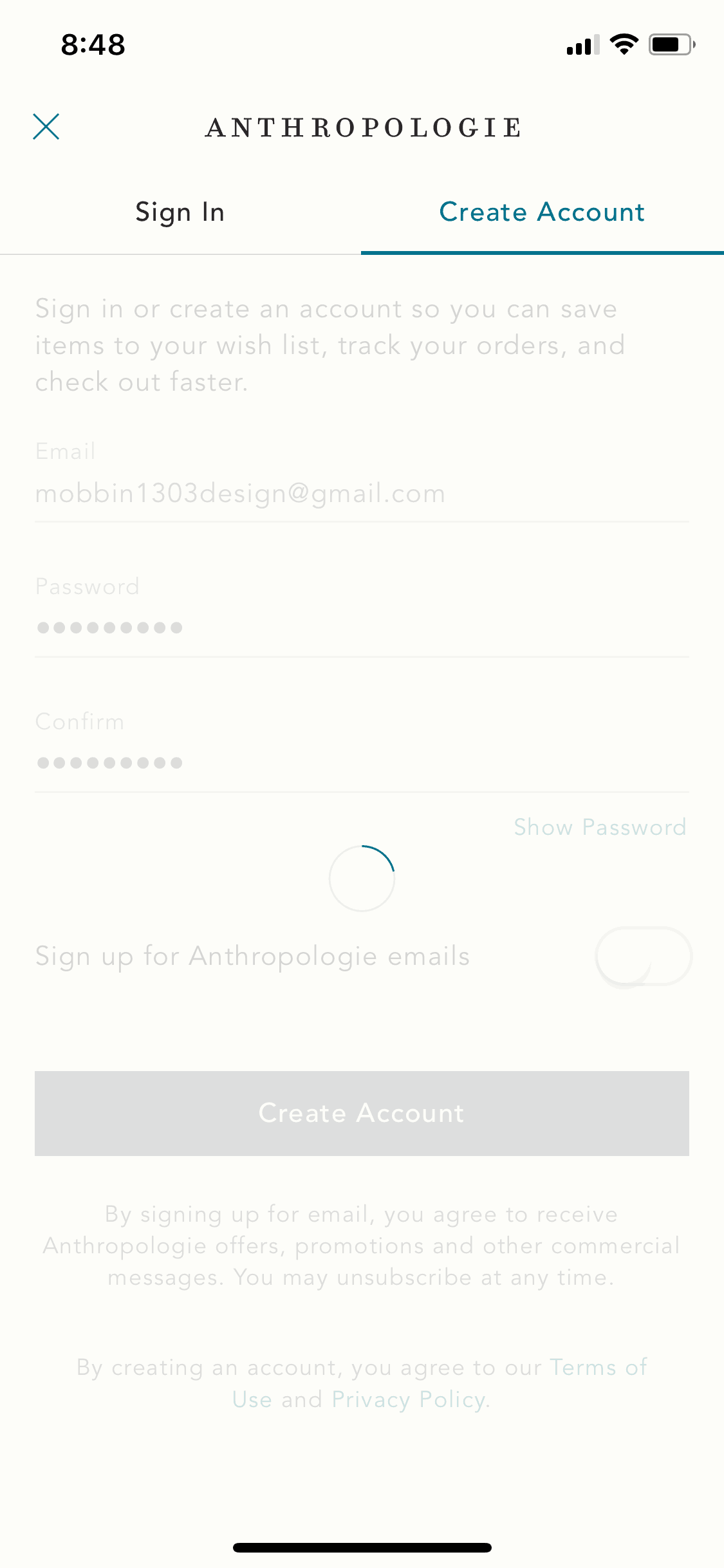 Anthropologie iOS Shopping interface screenshot 5