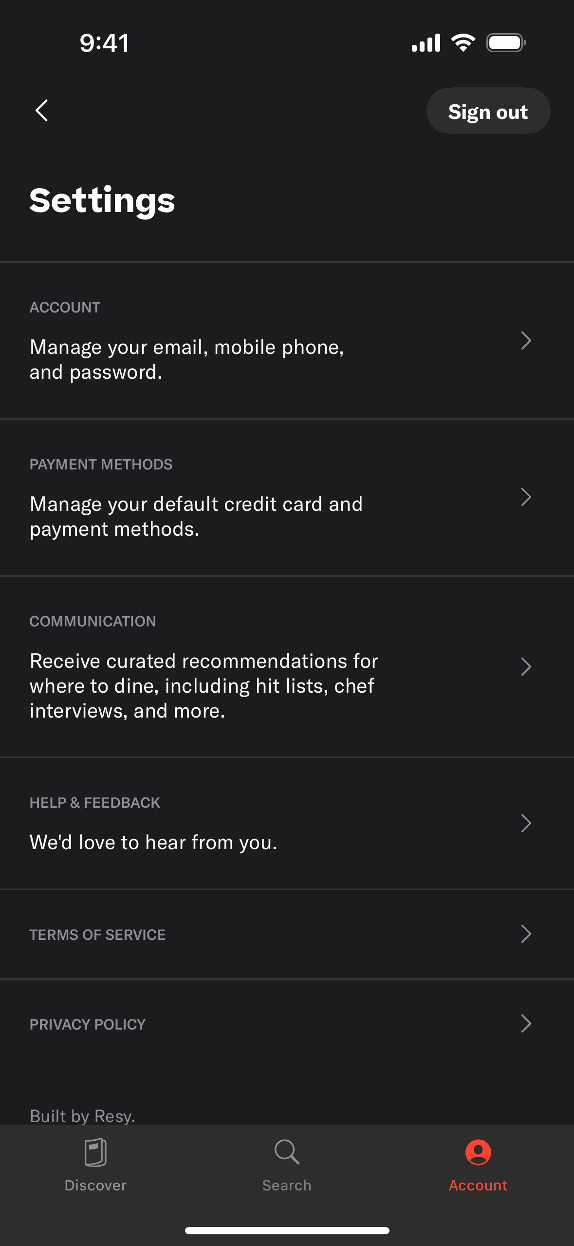 Resy iOS Food & Drink interface screenshot 18