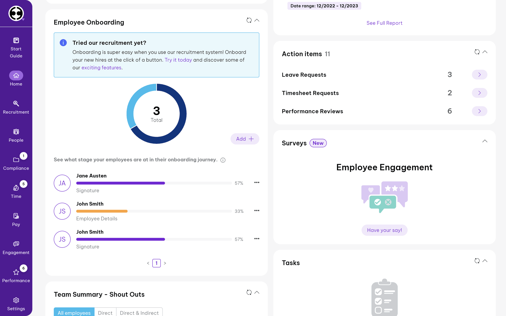 Employment Hero Web Business interface screenshot 2