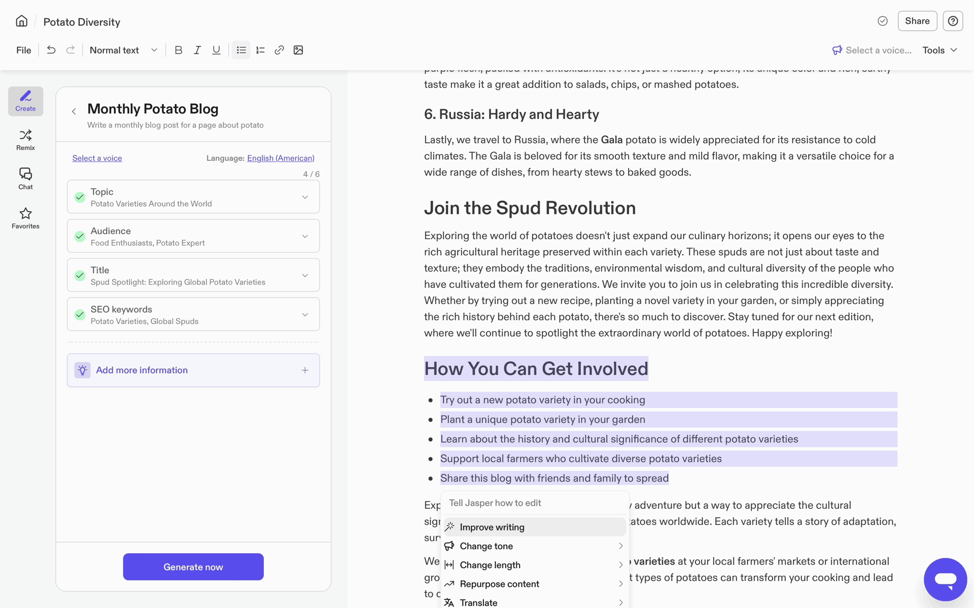 Jasper Web AI interface screenshot 19