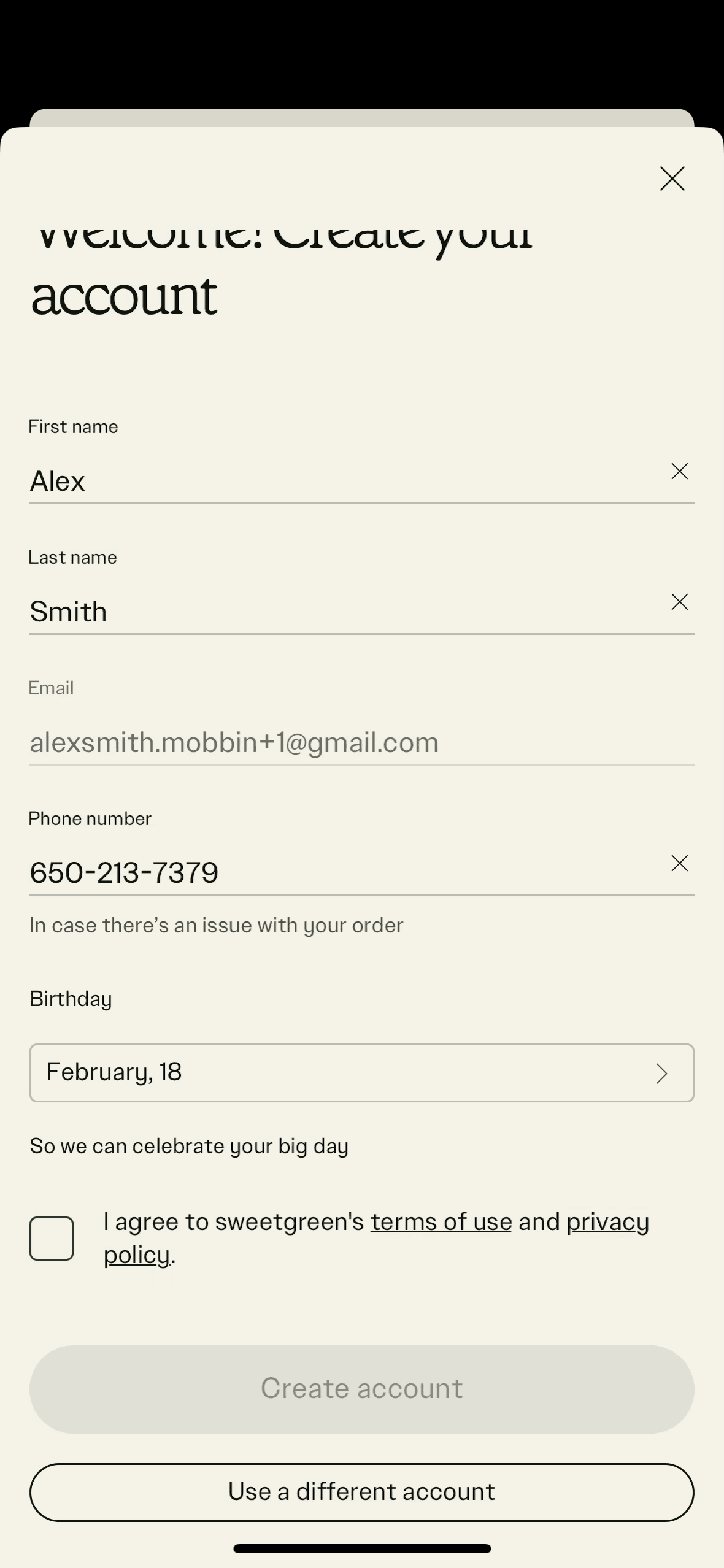 sweetgreen iOS Food & Drink interface screenshot 16