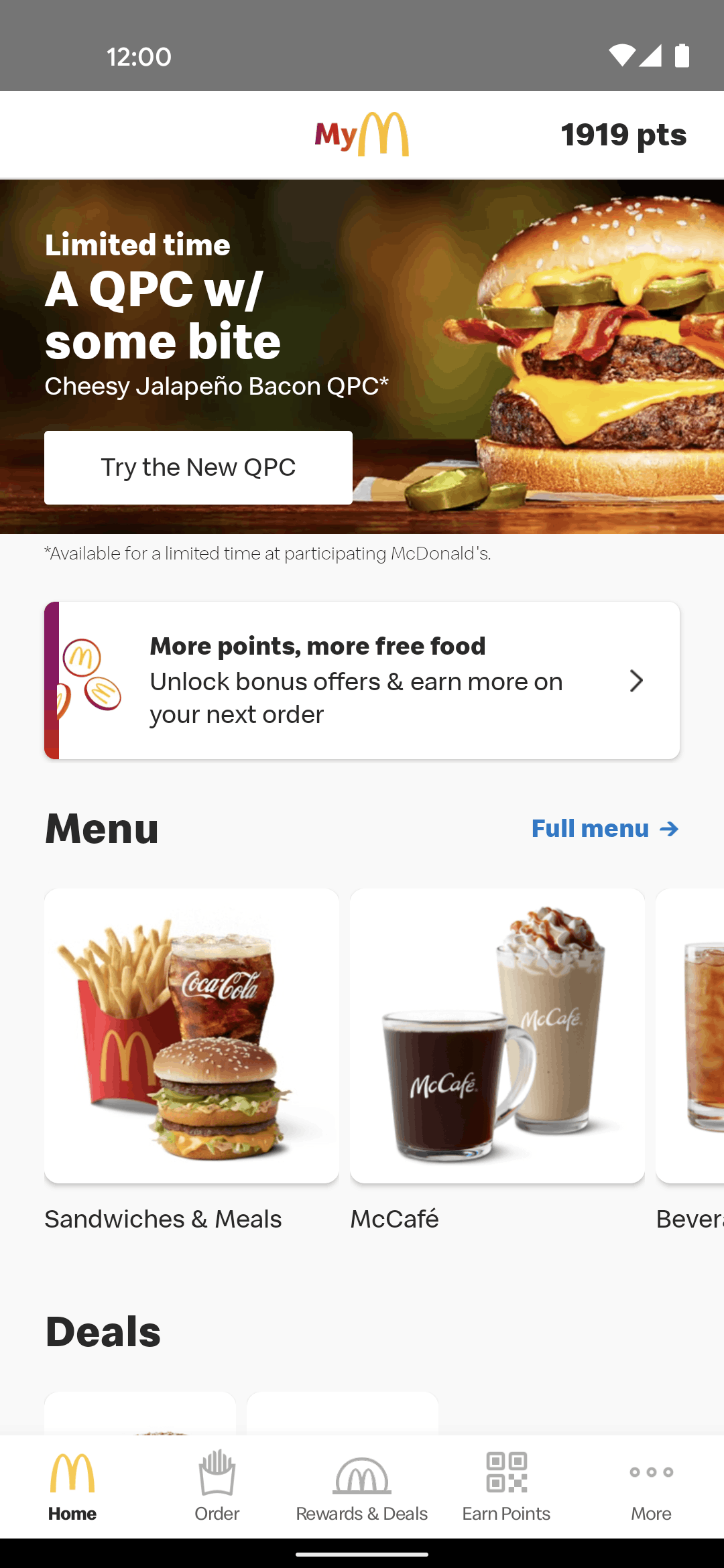McDonald's Android Food & Drink interface screenshot 1