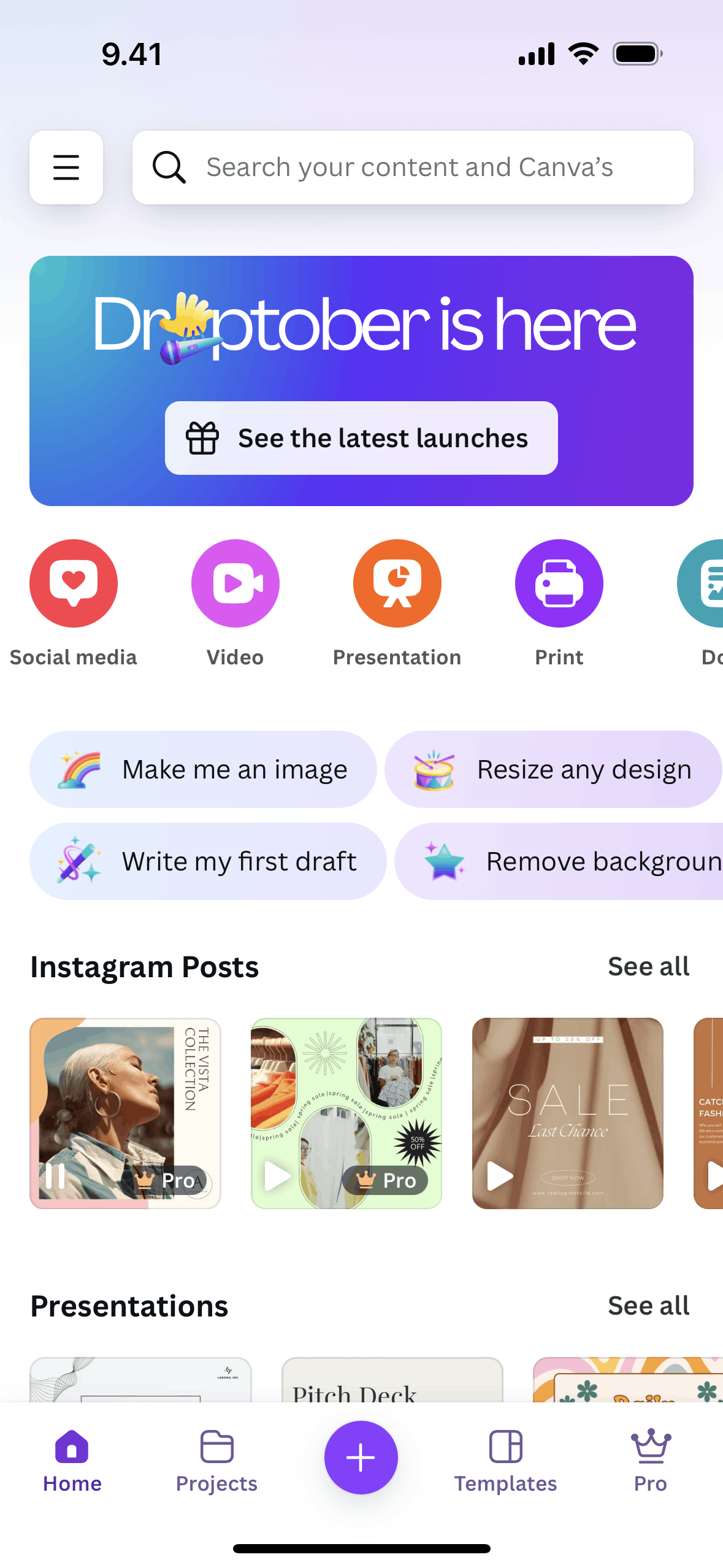 Canva iOS Photo & Video interface screenshot 1