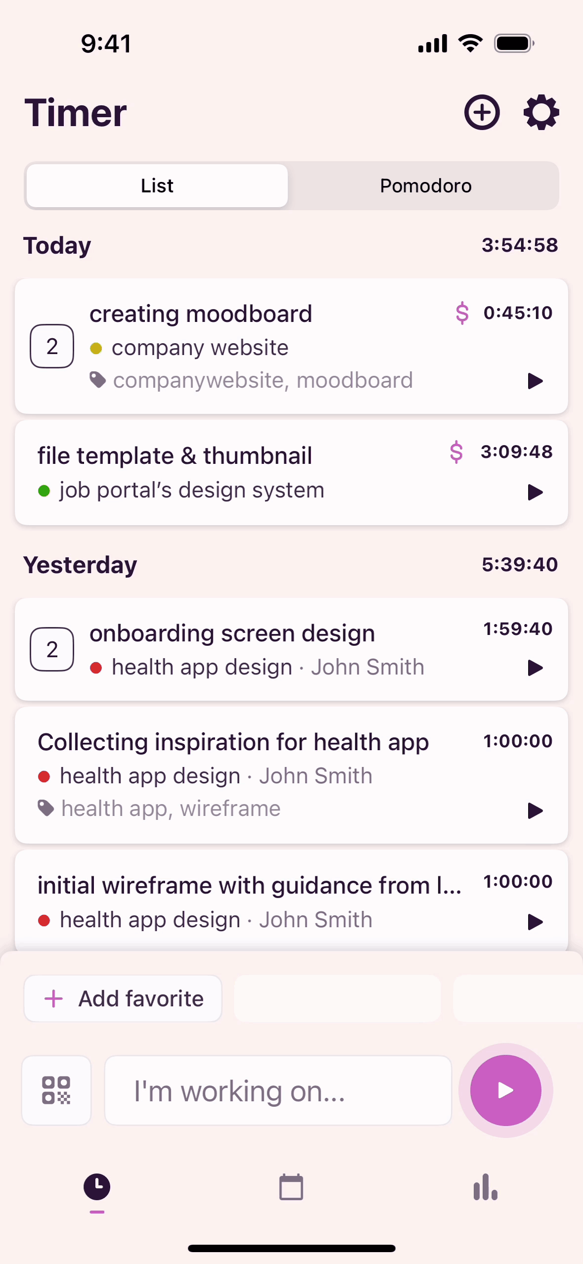 Toggl Track iOS Business interface screenshot 1
