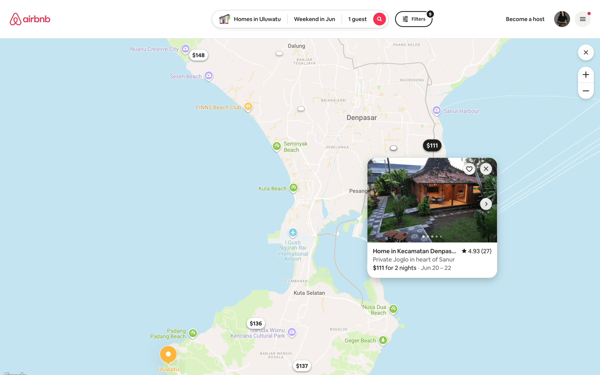 Airbnb Web Real Estate interface screenshot 1