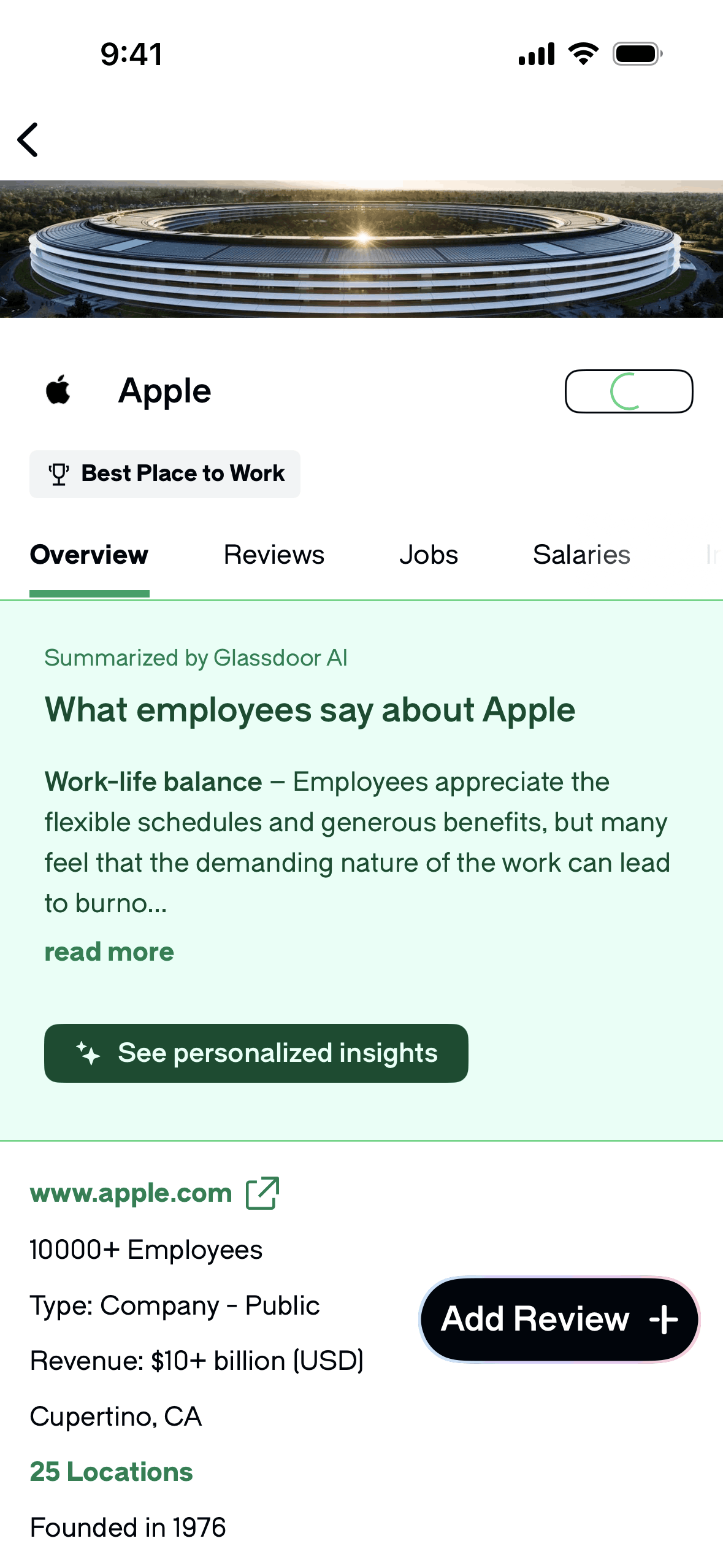 Glassdoor iOS Jobs & Recruitment interface screenshot 16