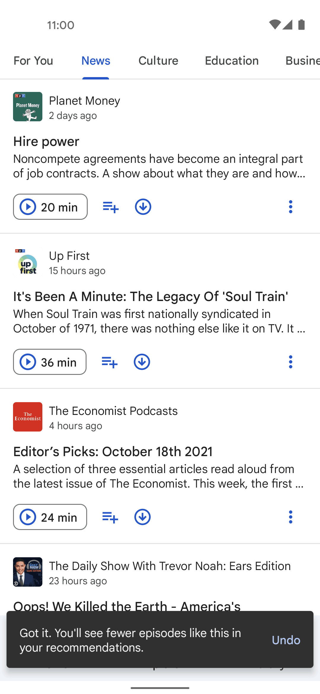 Google Podcasts Android Music & Audio interface screenshot 8