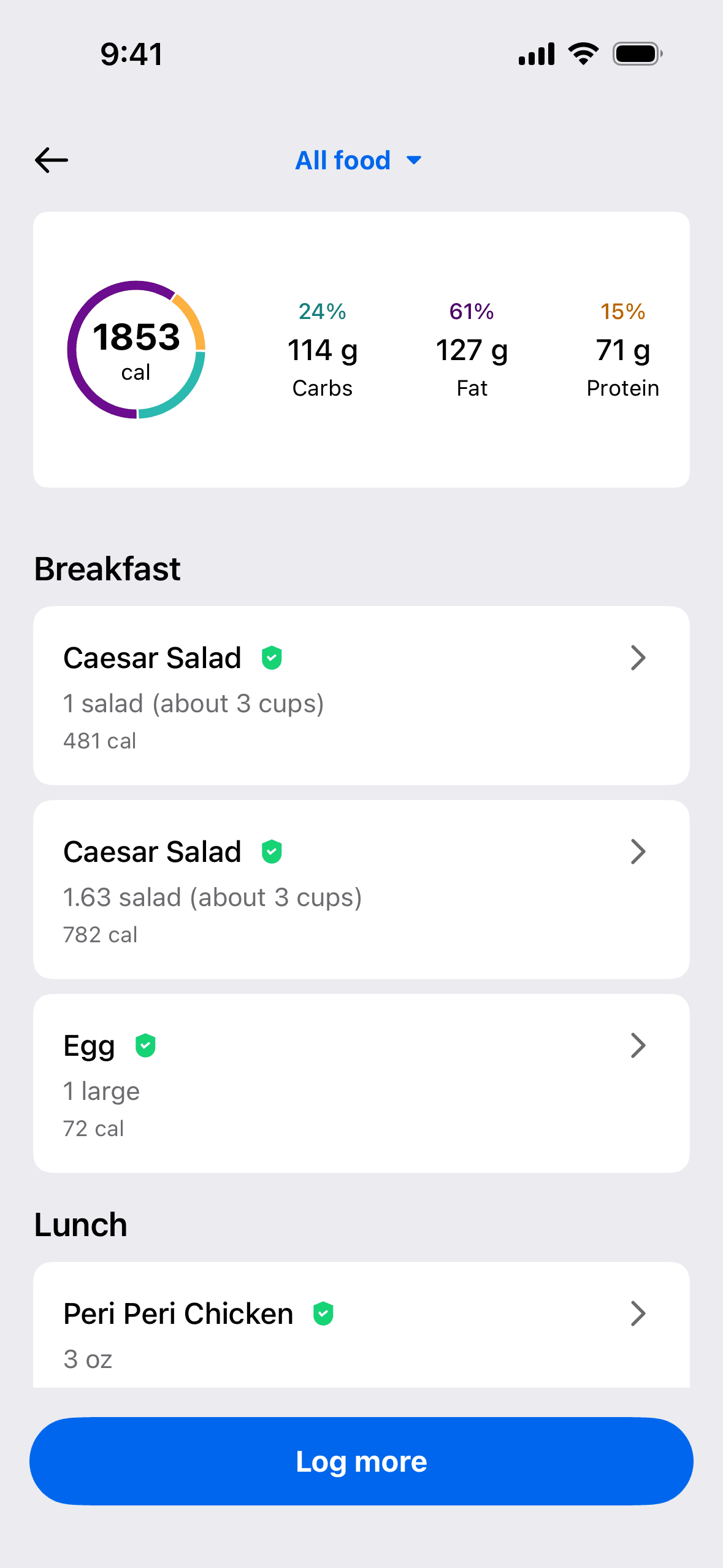 MyFitnessPal iOS Health & Fitness interface screenshot 1