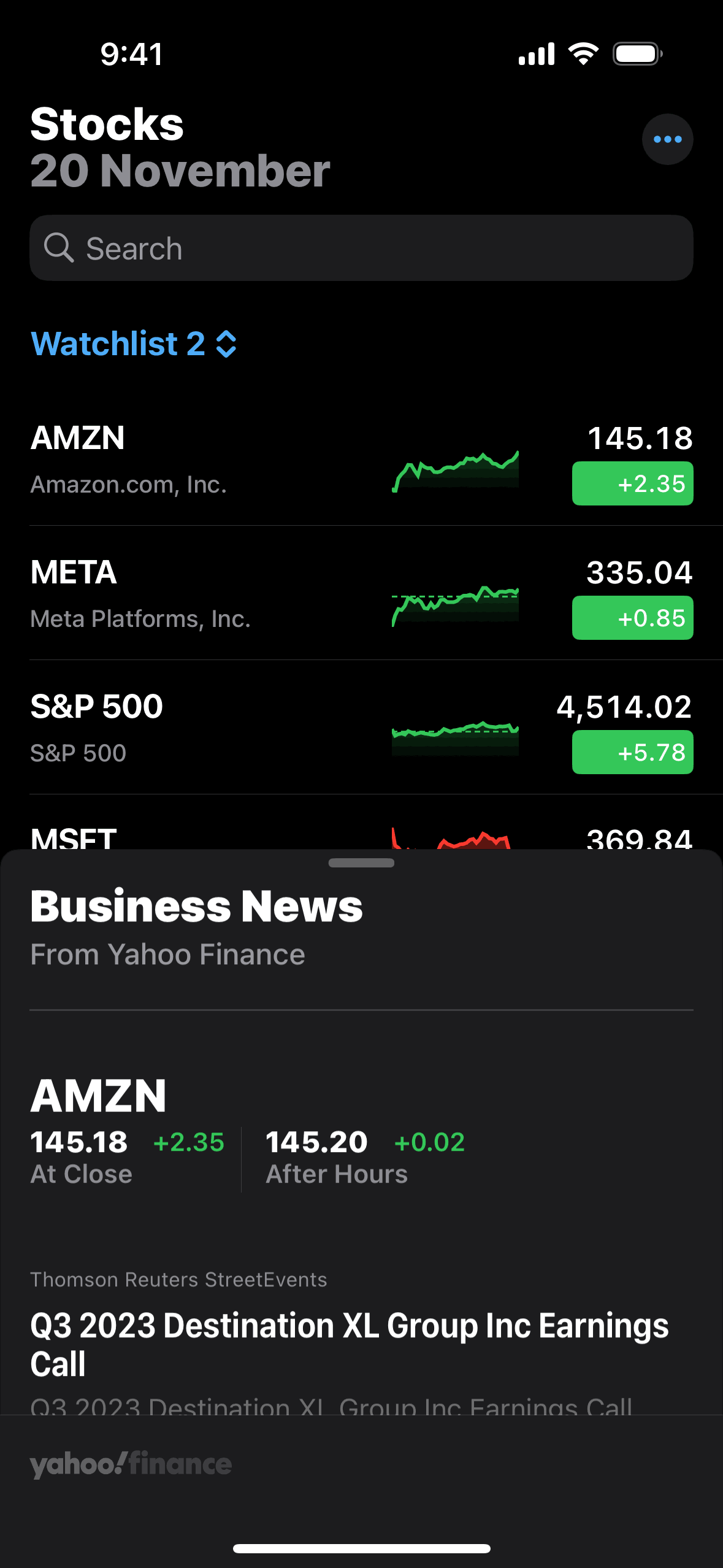 Stocks iOS Finance interface screenshot 16