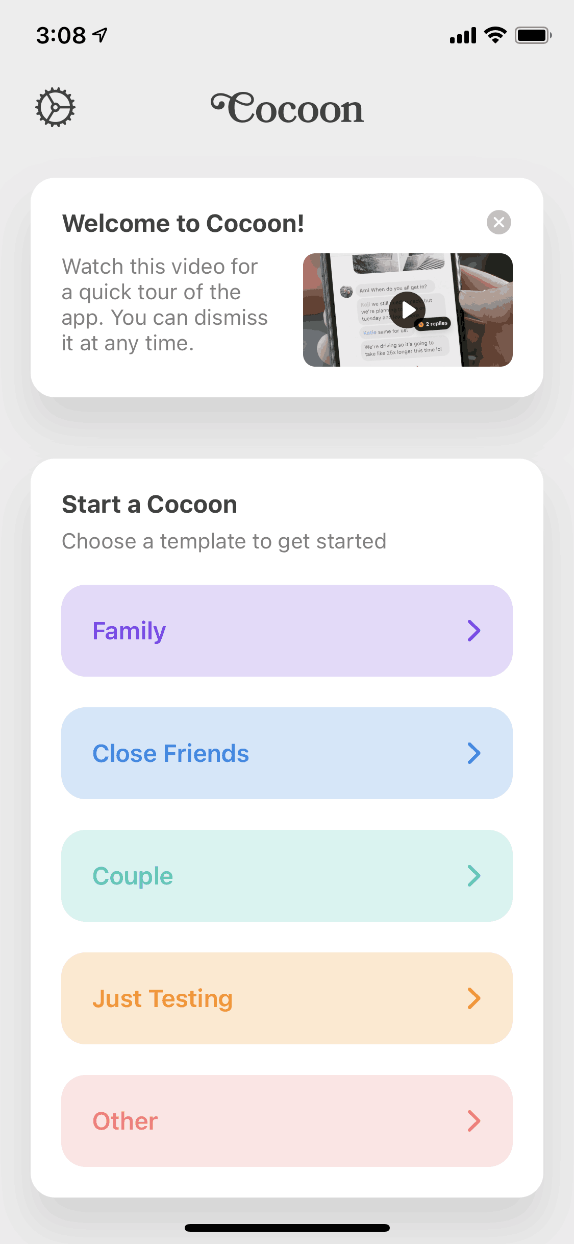 Cocoon iOS Lifestyle interface screenshot 9