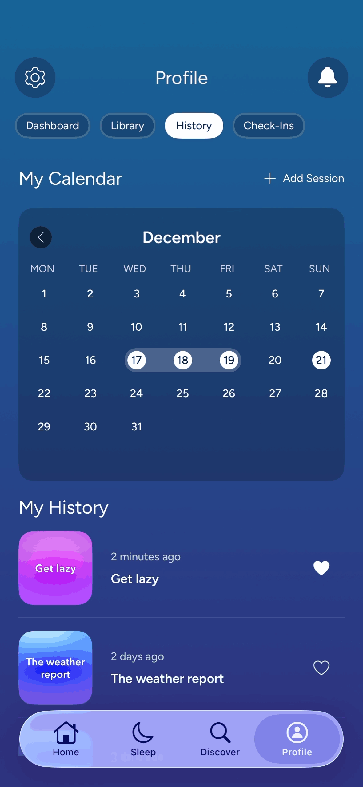 Calm iOS Health & Fitness interface screenshot 3