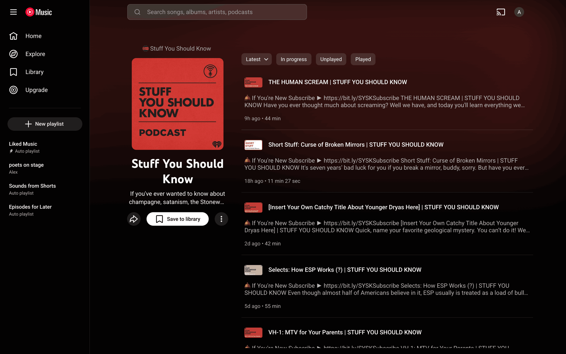 YouTube Music Web Music & Audio interface screenshot 4