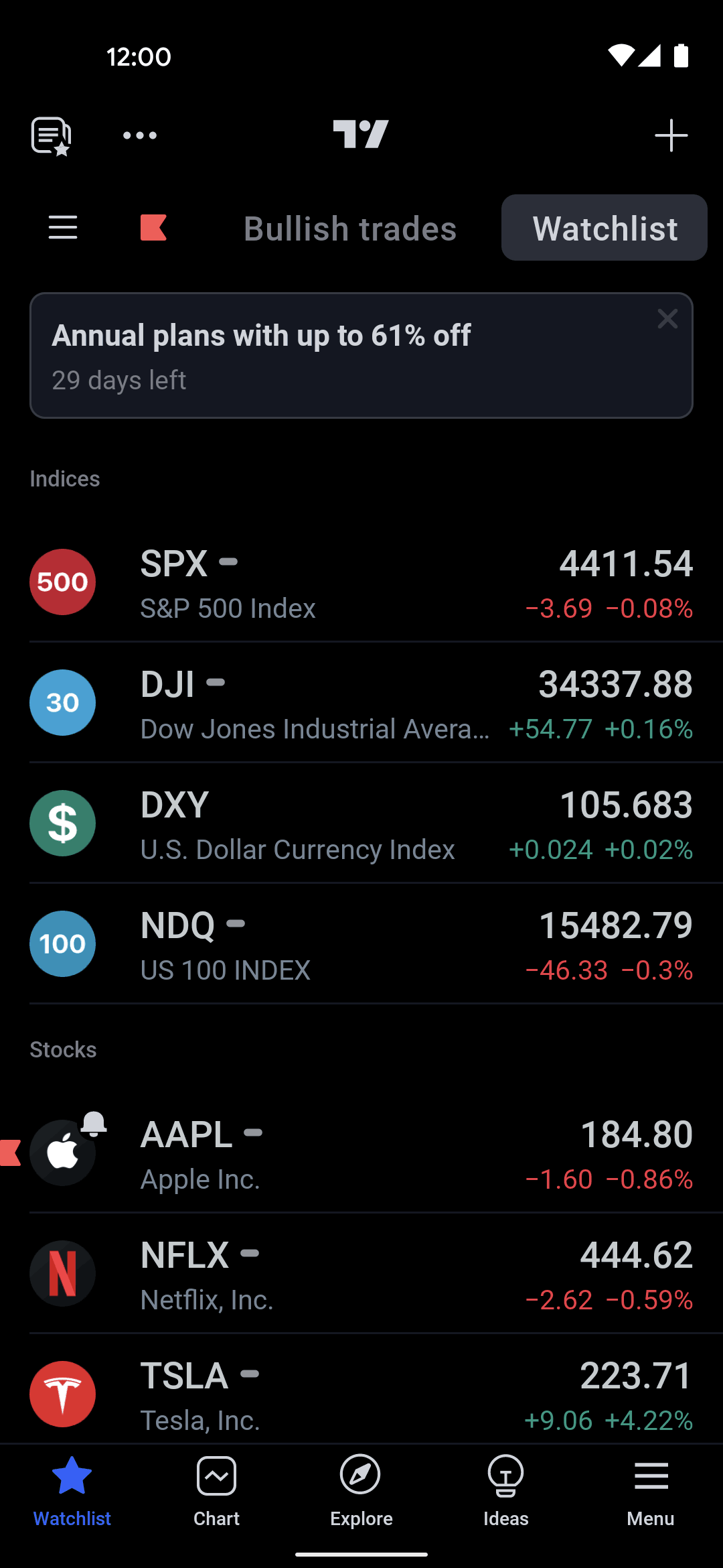 TradingView Android Finance interface screenshot 2