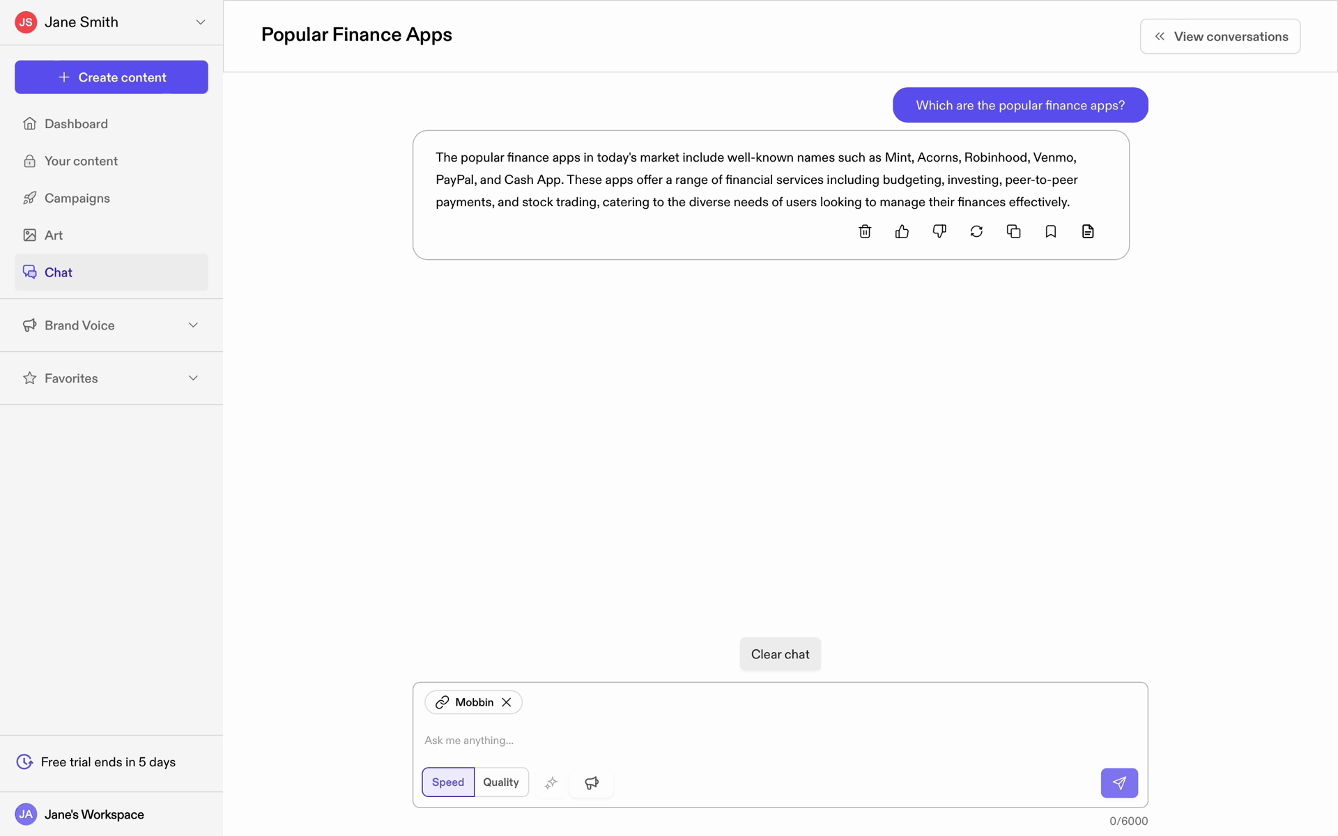 Jasper Web AI interface screenshot 9