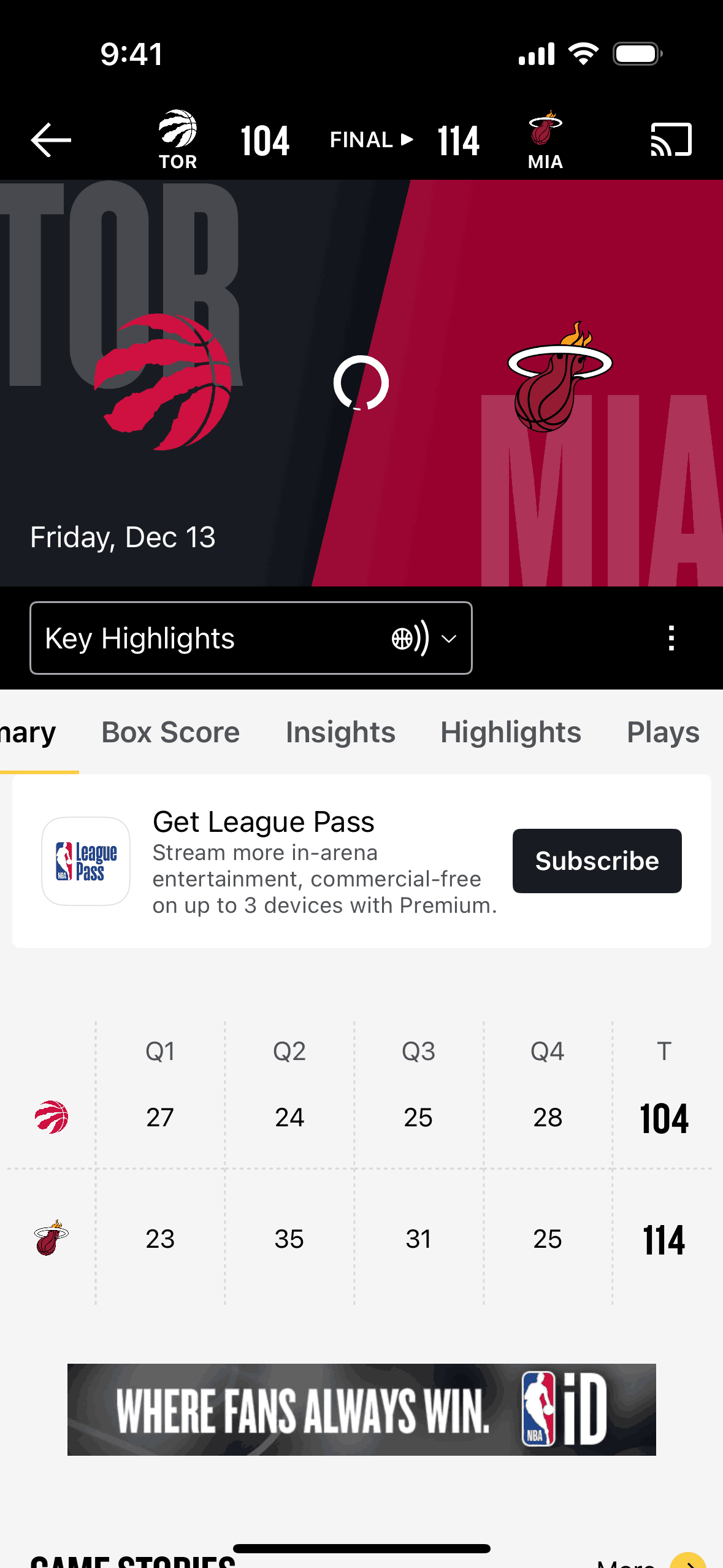 NBA iOS Sports interface screenshot 2