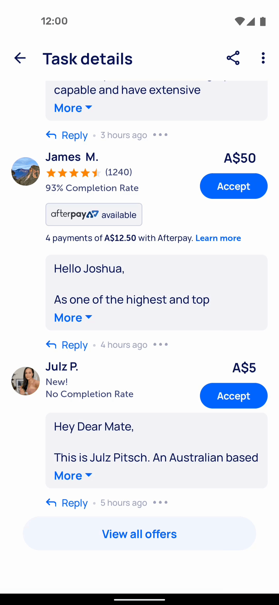 Airtasker Android Business interface screenshot 2